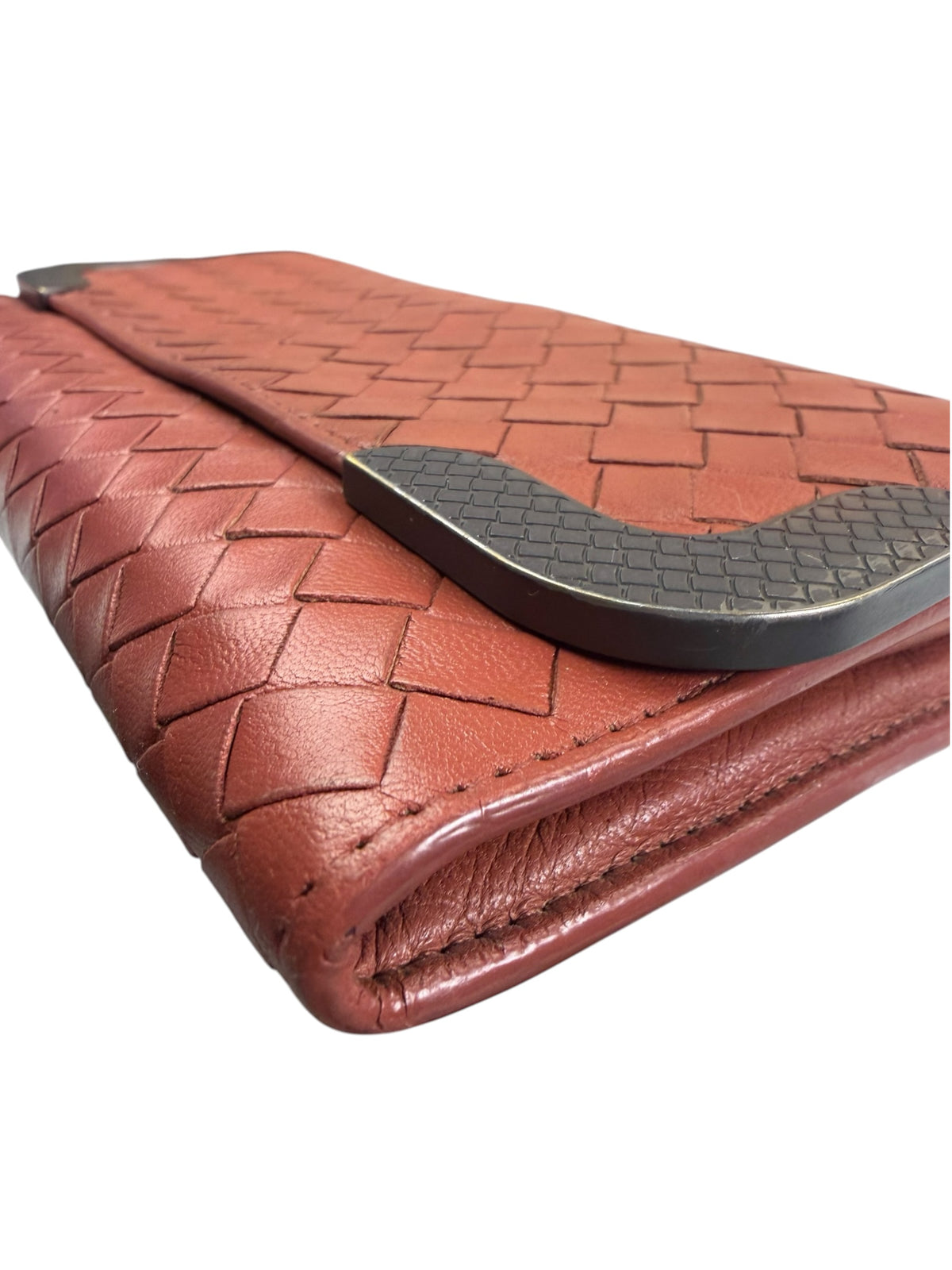 Bottega Veneta Clay Red Intrecciato Continental Long Wallet