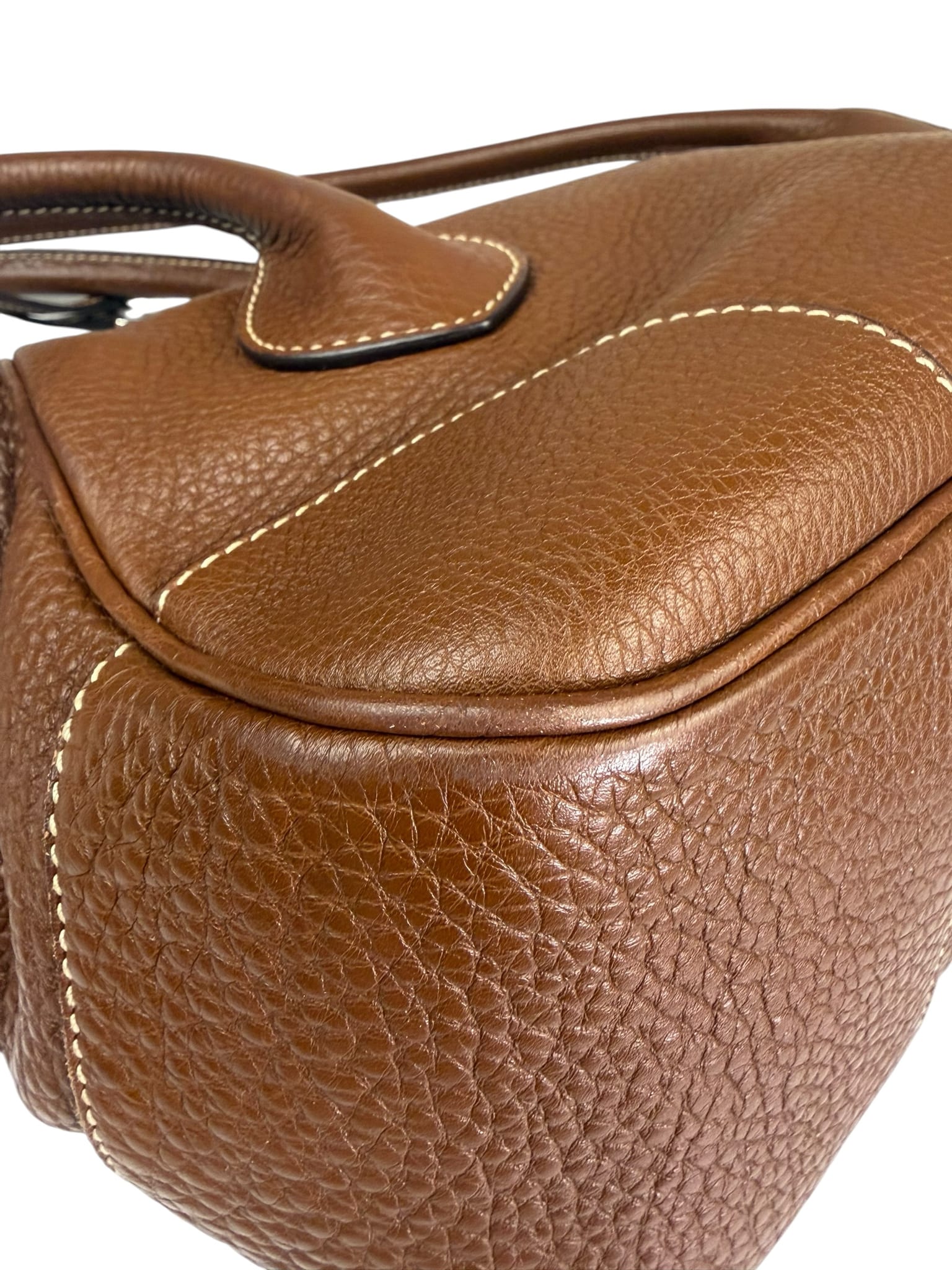 Prada Lizard Pushlock Flap Brown Vitello Daino Shoulder Bag