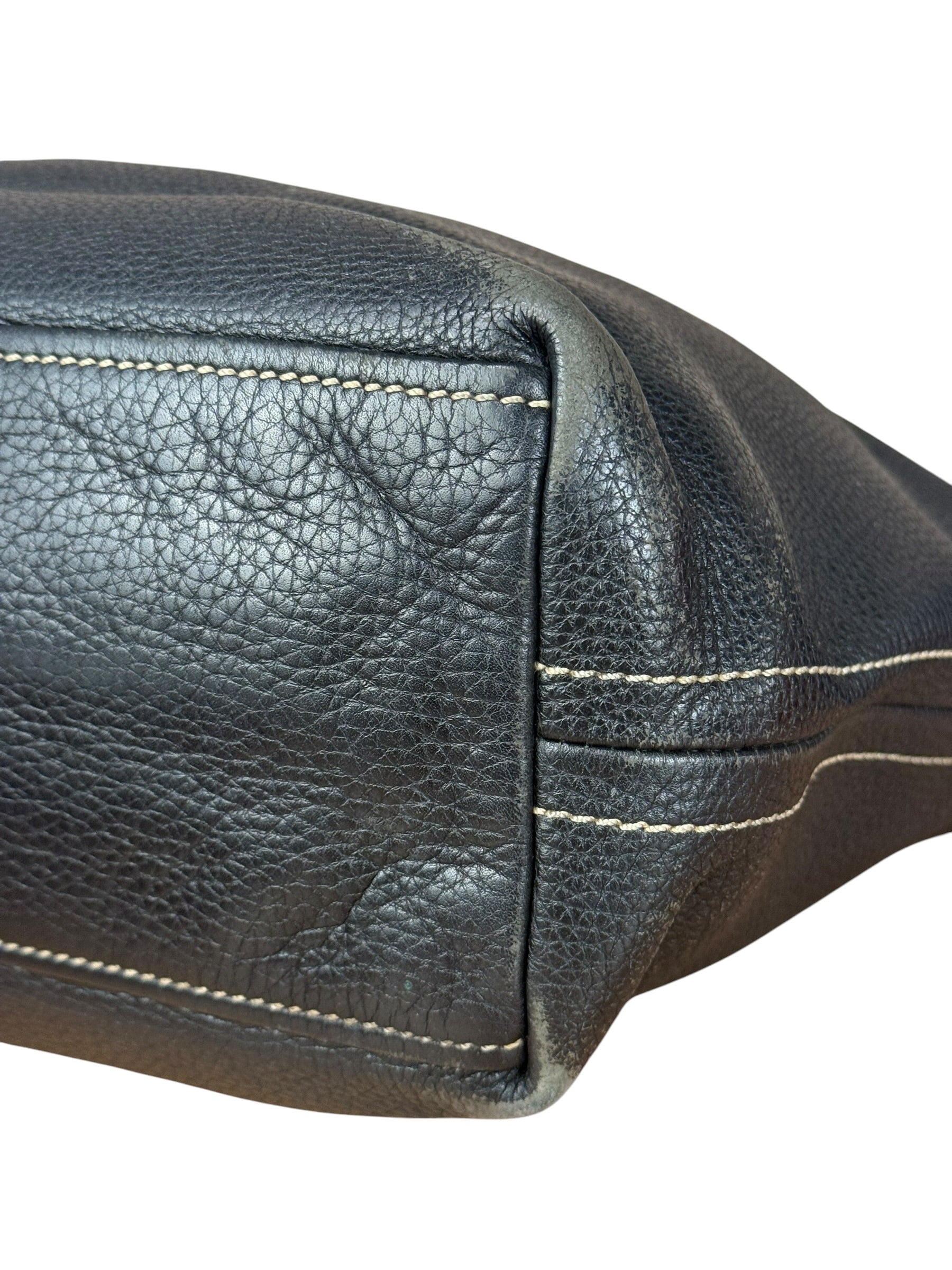 Prada Vintage Black Pebbled Leather Hobo Bag