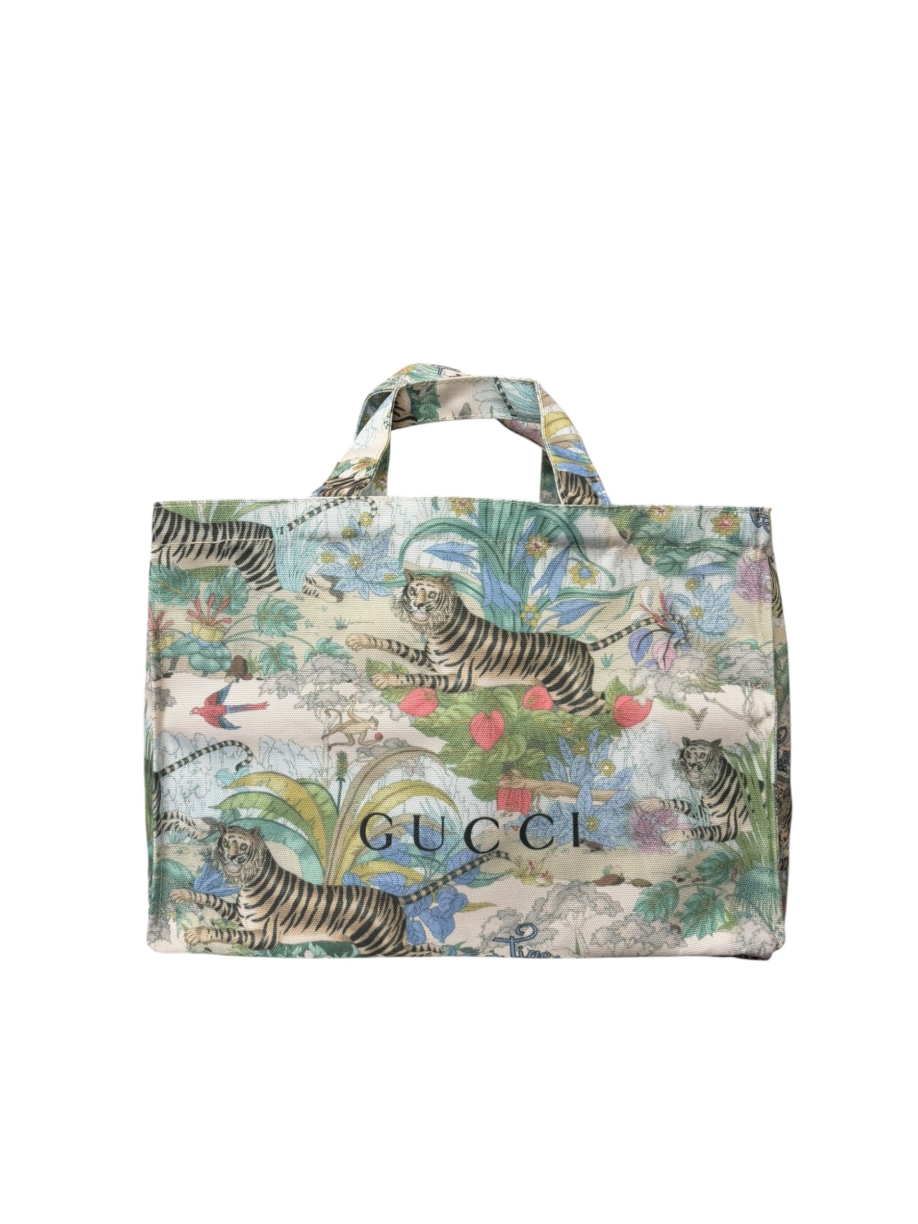 Gucci Beauty Floral Tiger Print Canvas Tote Bag