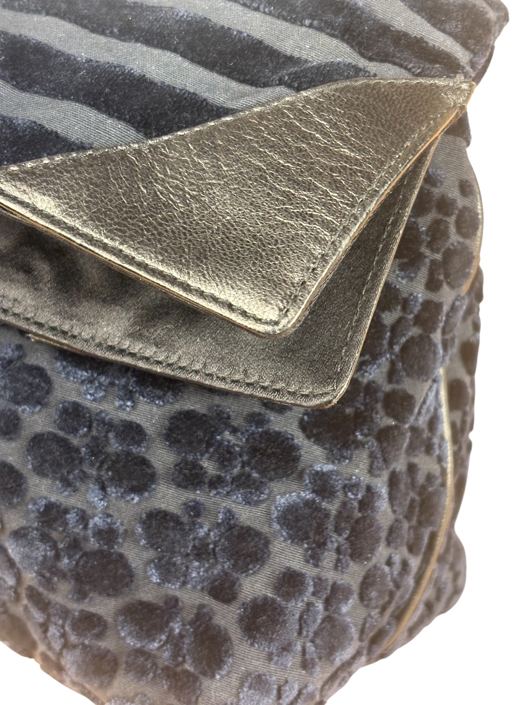 Bottega Veneta Vintage Blue Leopard Chenille Shoulder/Hand Bag