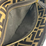 Fendi Black Raffia Zucca Shoulder Baguette