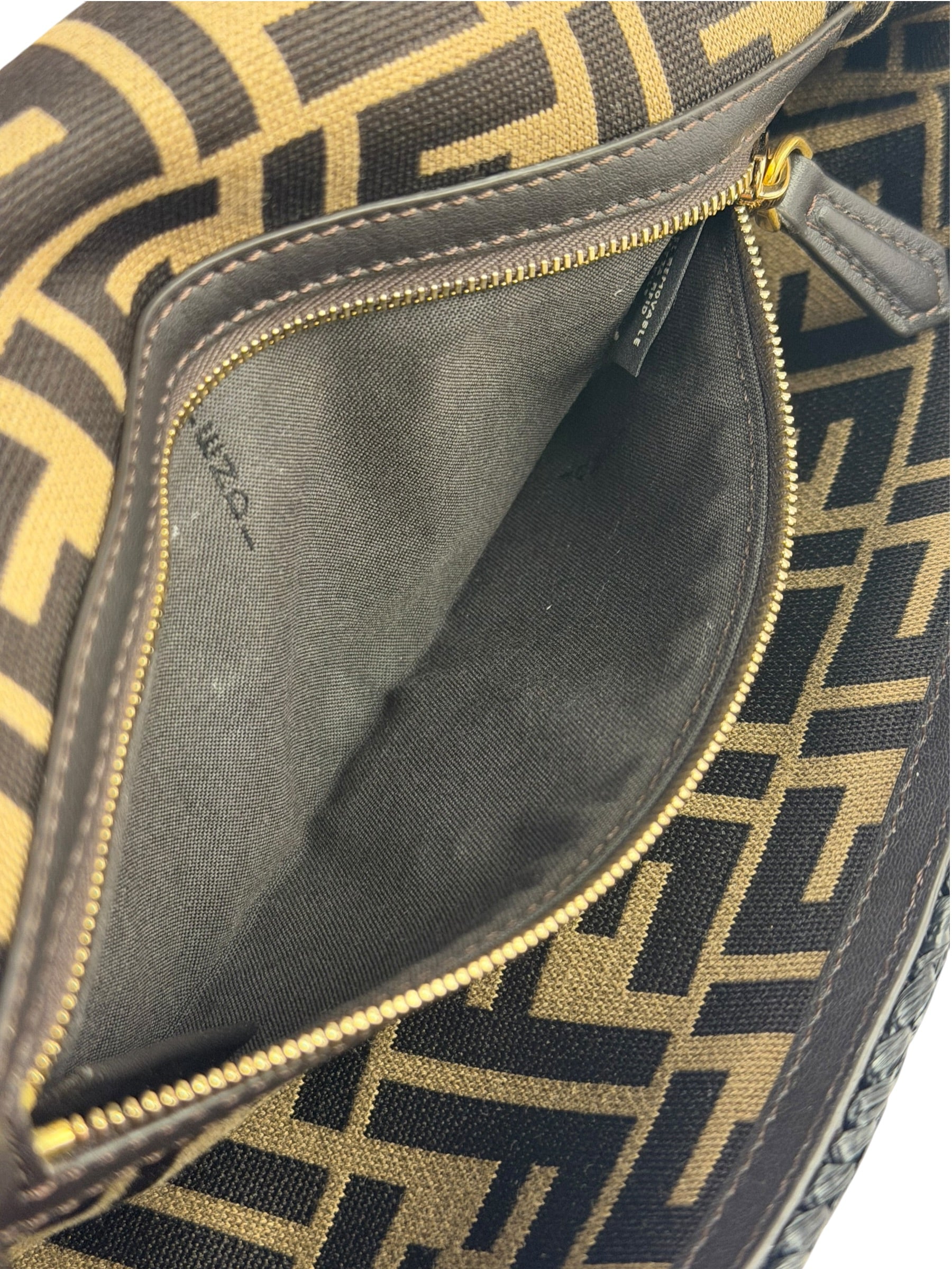 Fendi Black Raffia Zucca Shoulder Baguette