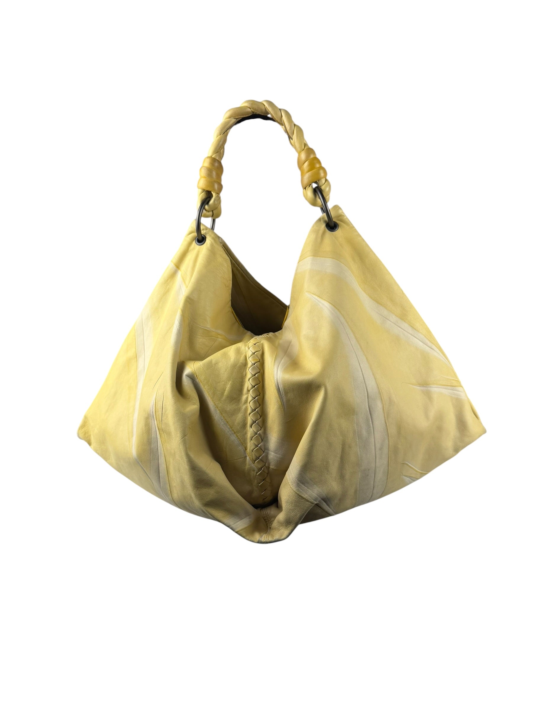 Bottega Veneta Yellow Calfskin Fortune Cookie Hobo