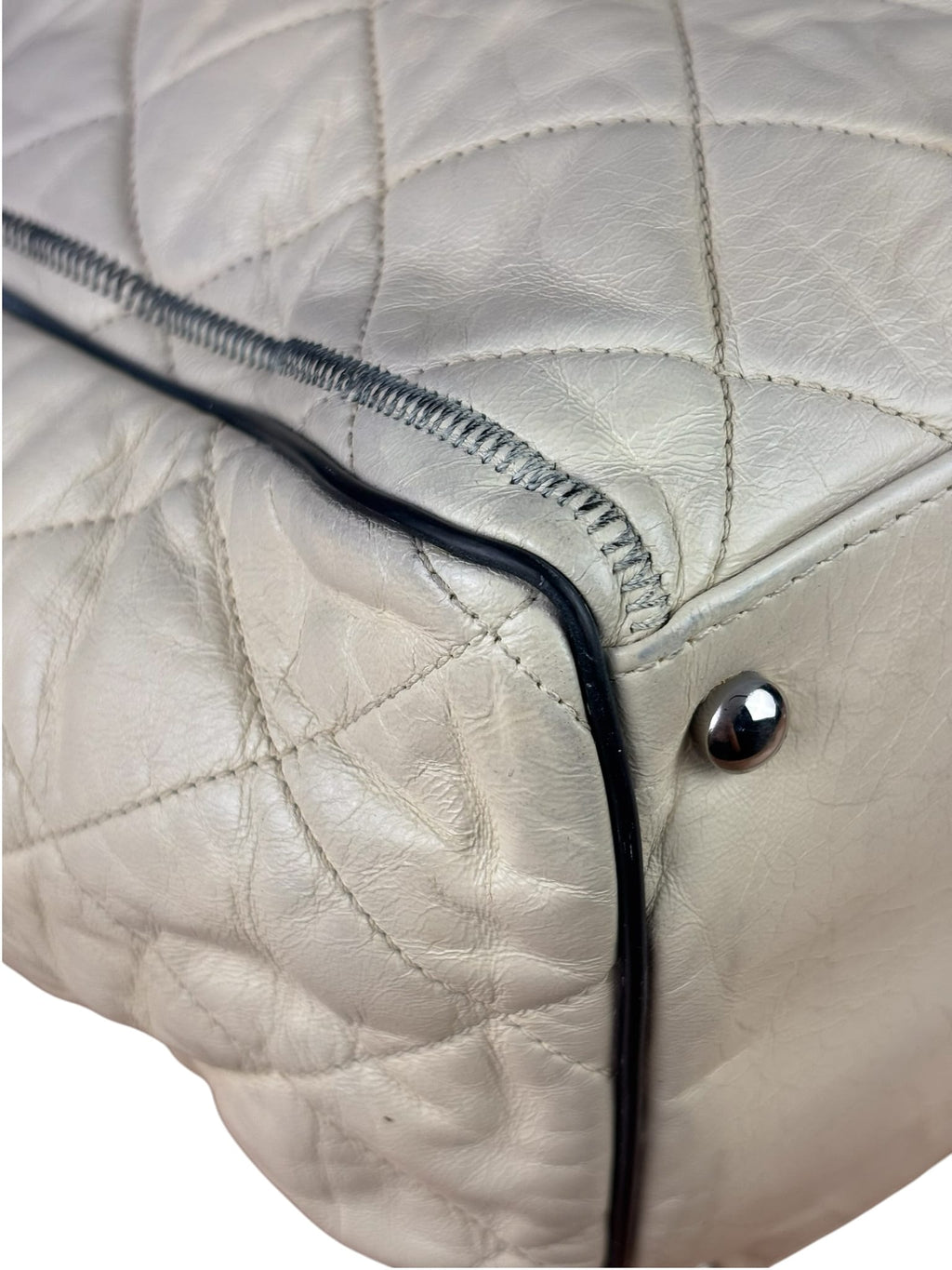 Chanel Cream Quilted Lambskin East/West Reissue Tote 2008