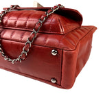 Chanel Red Lambskin Chocolate Bar Mademoiselle Reissue Square Tote  2004