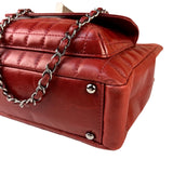 Chanel Red Lambskin Chocolate Bar Mademoiselle Reissue Square Tote  2004