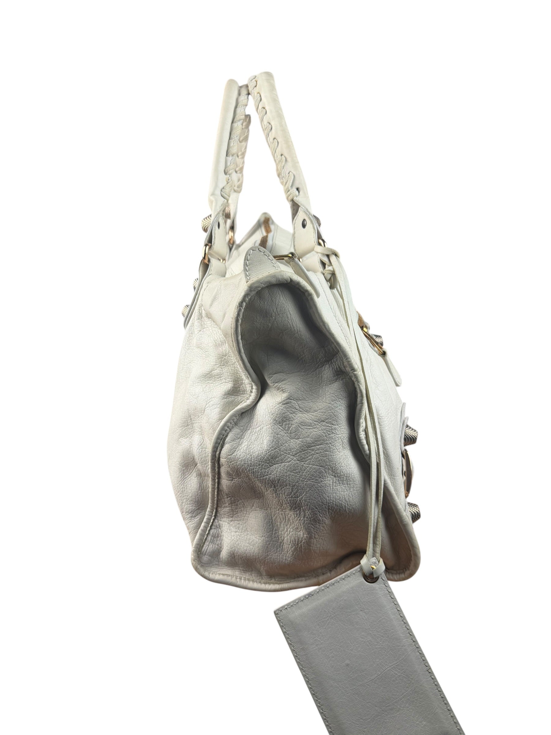 Balenciaga White Leather Giant 21 City Shoulder Bag