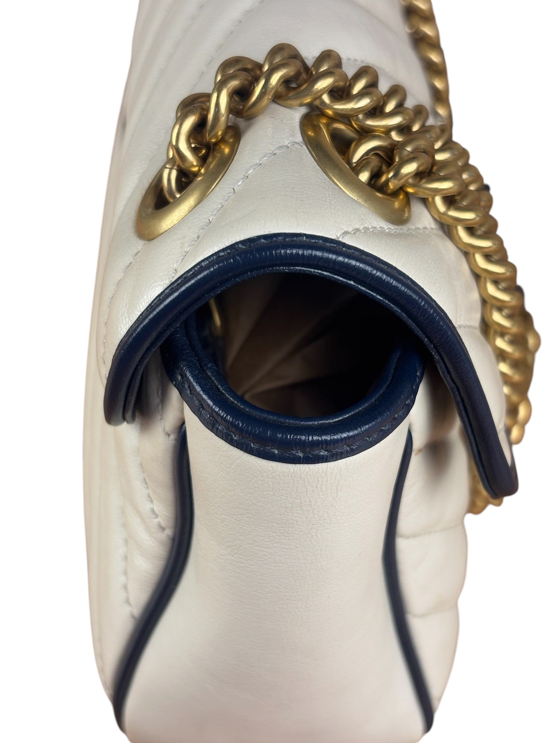 Gucci GG Marmont Cream & Navy Flap Bag