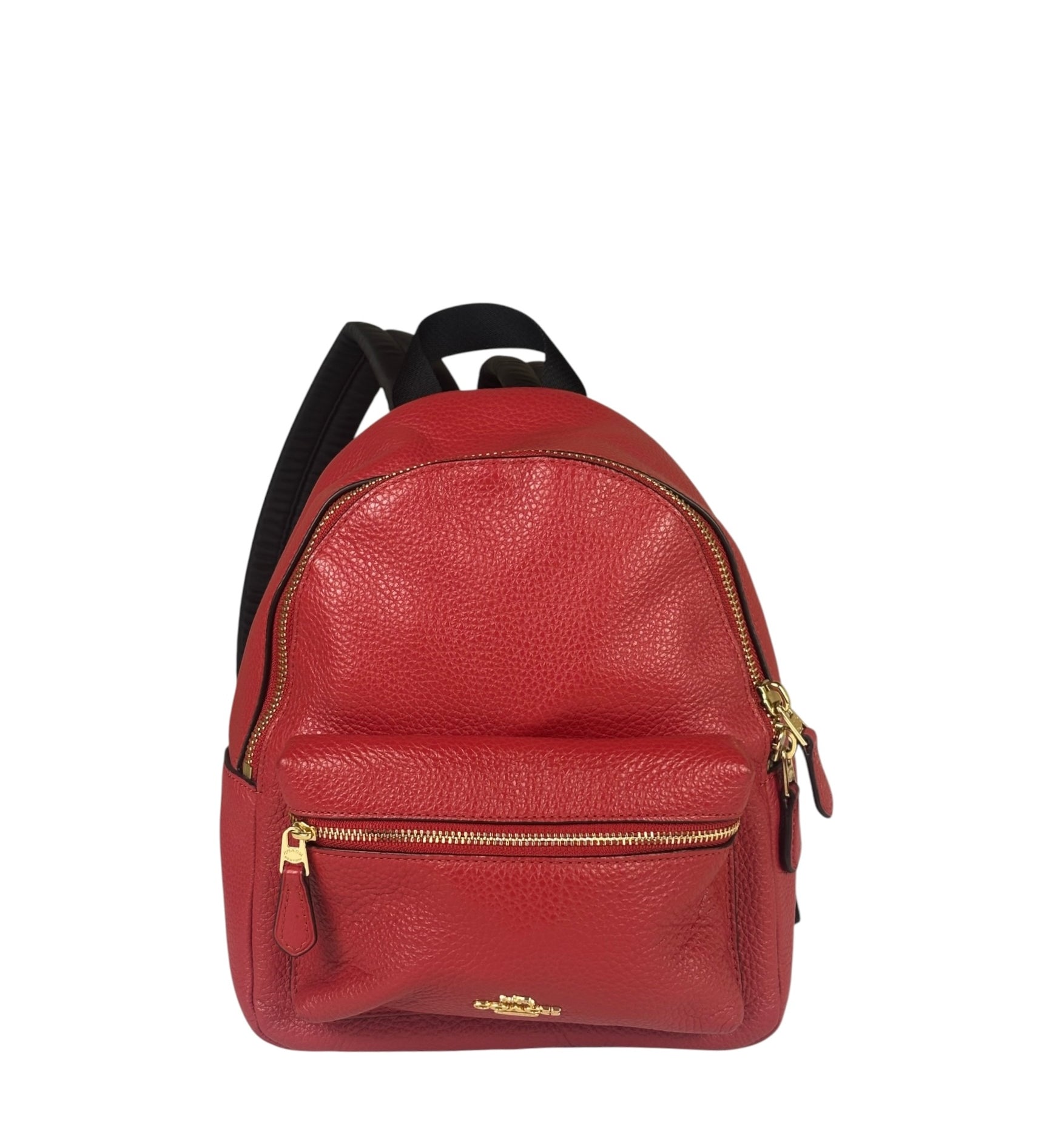 Coach Red Pebbled Mini Charlie Backpack