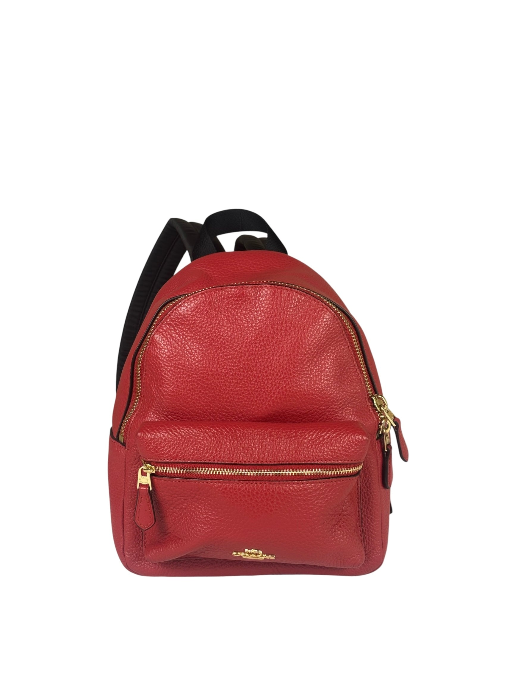 Coach Red Pebbled Mini Charlie Backpack