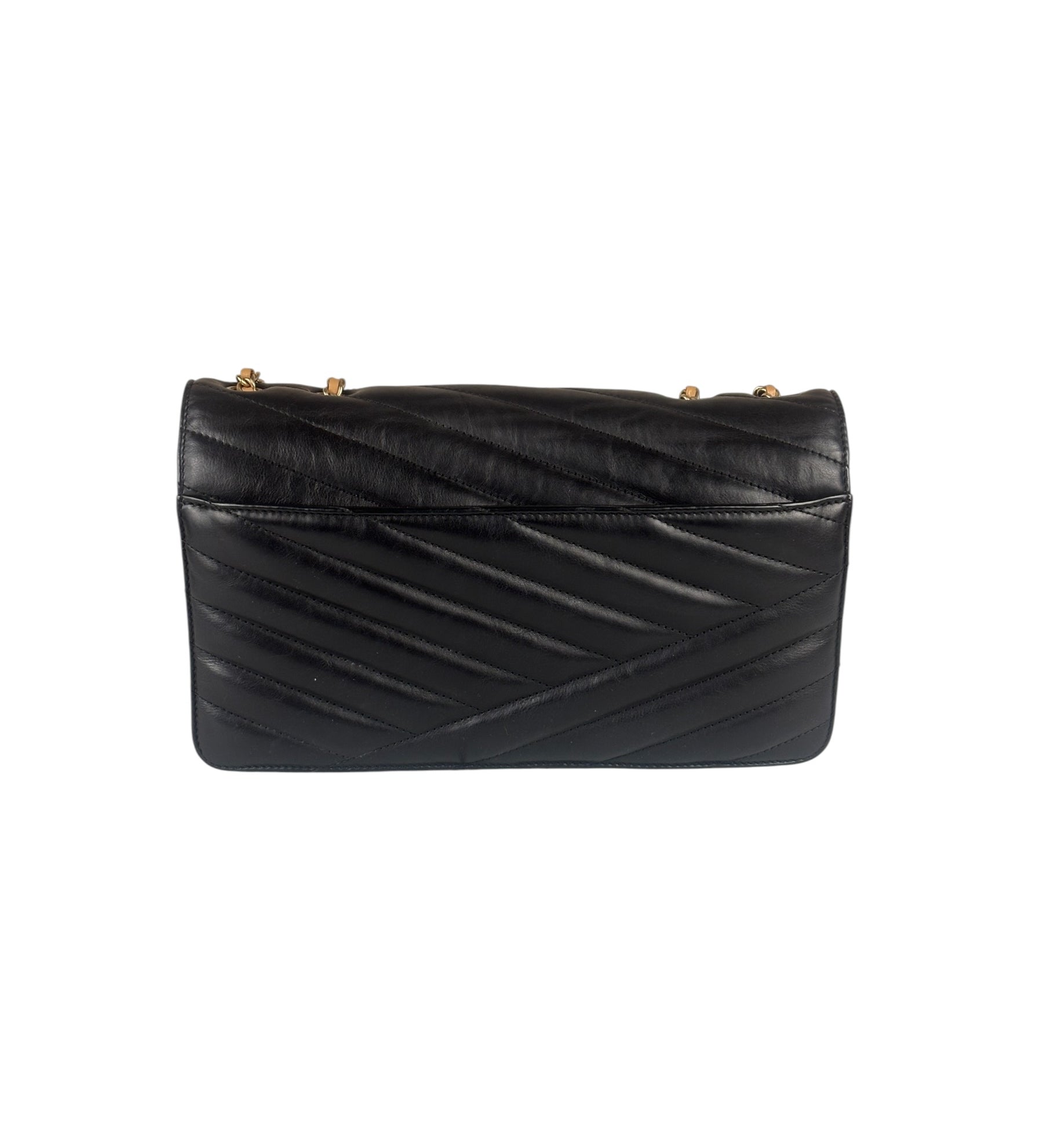 Chanel Black Leather Medium Gabrielle Flap Bag 2011