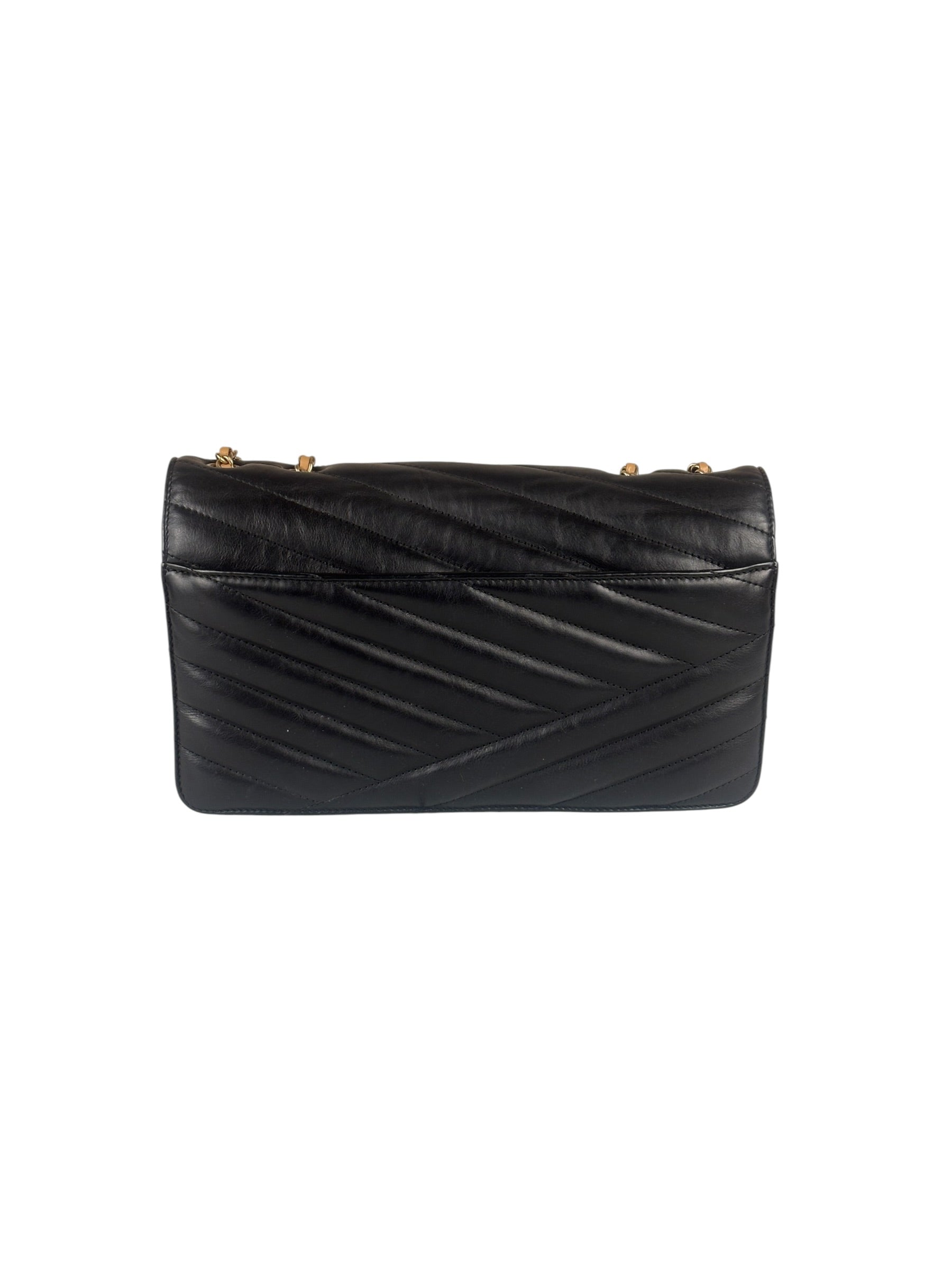Chanel Black Leather Medium Gabrielle Flap Bag 2011