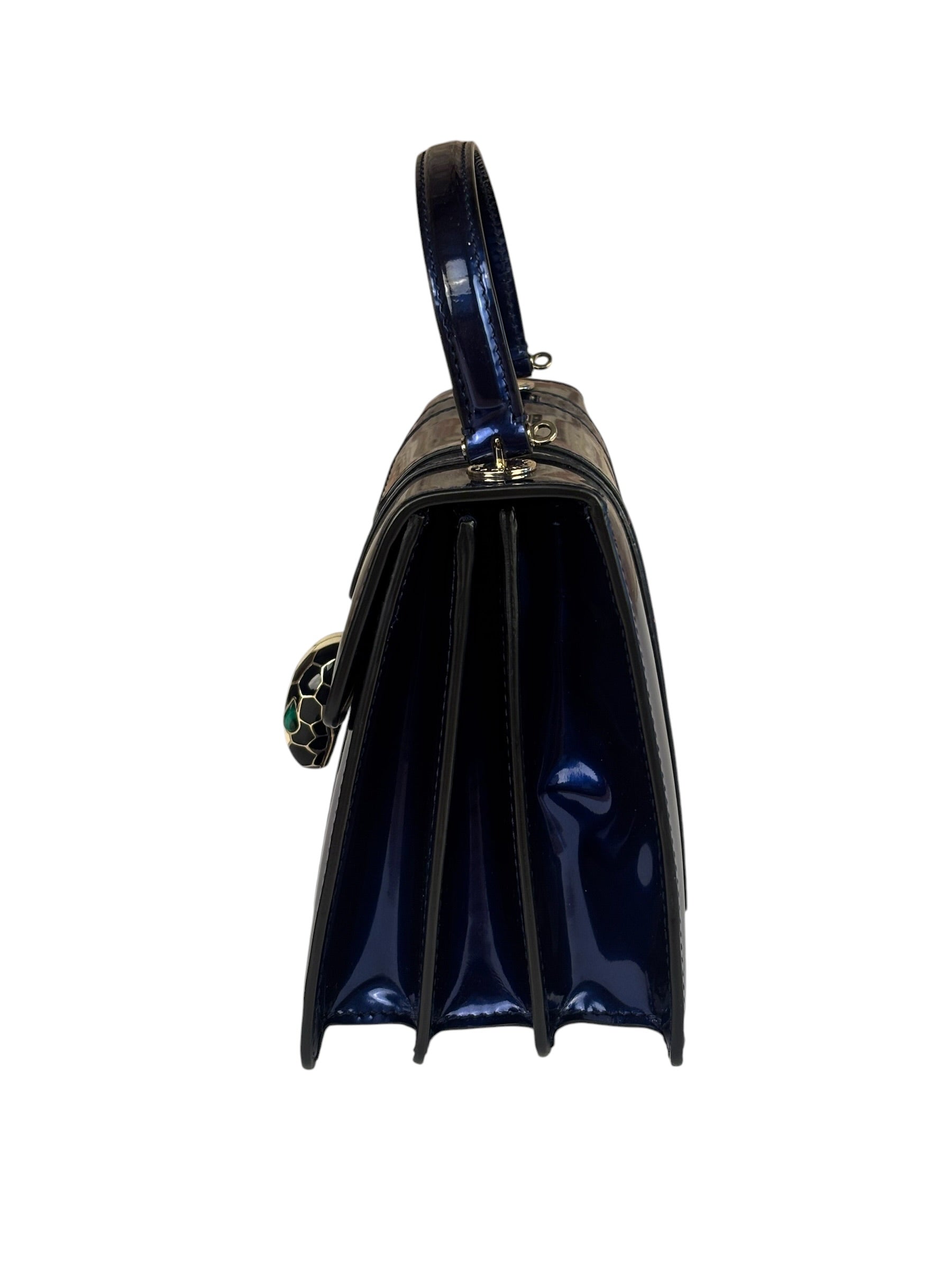 Bvlgari Shiny Blue Patent Leather Serpenti Forever Two-Way Bag