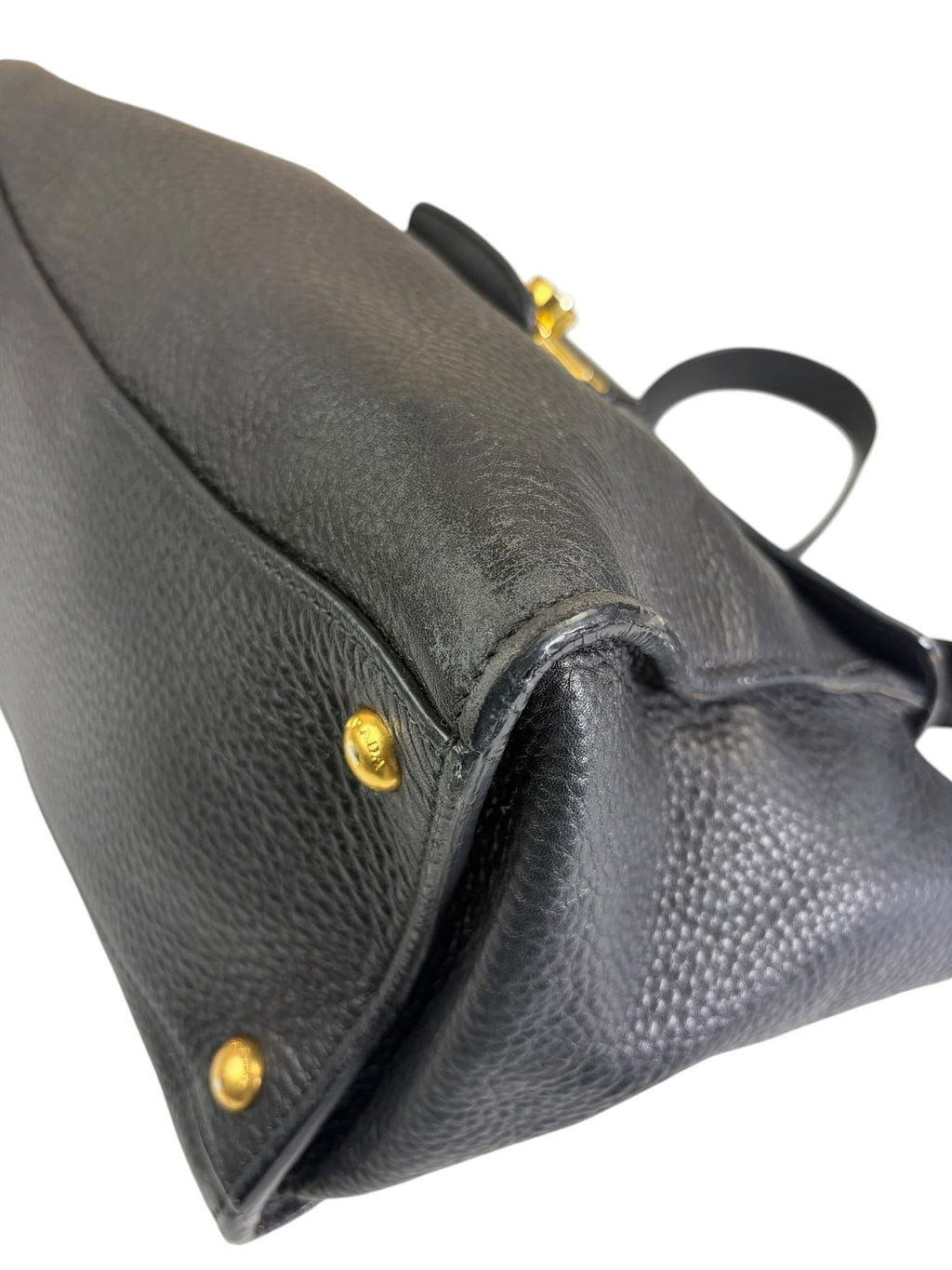 Prada Black Leather Vitello Daino Soundlock Two-Way Satchel