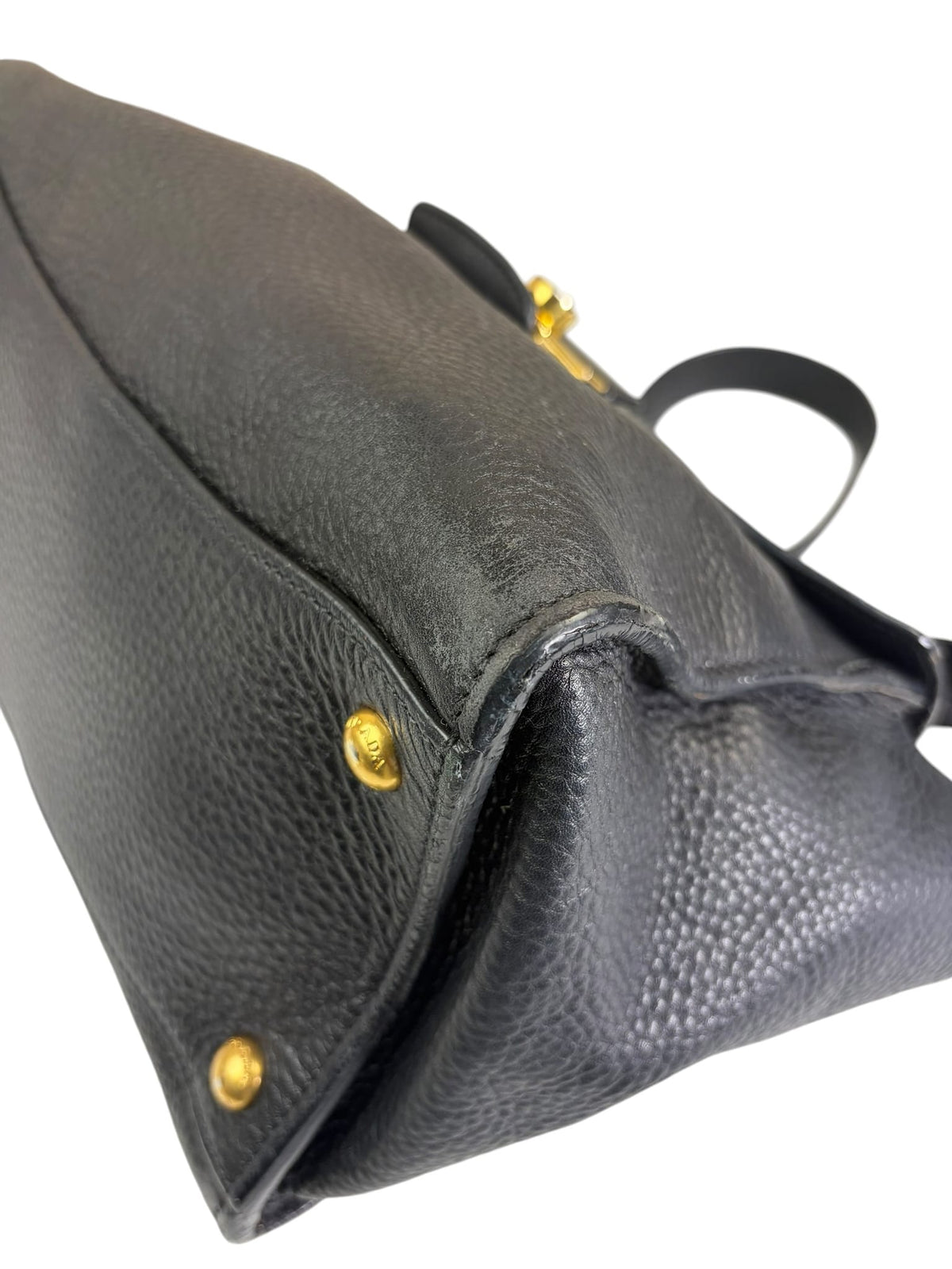 Prada Black Leather Vitello Daino Soundlock Two-Way Satchel
