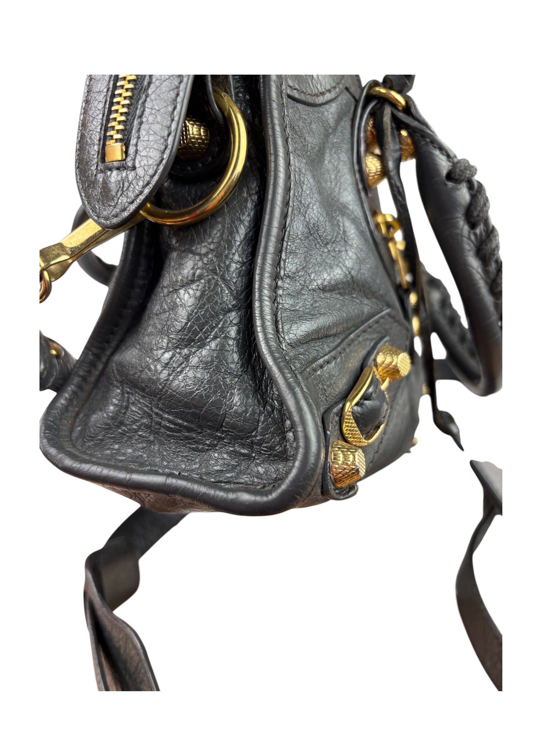 Balenciaga Grey Lambskin Motocross City Two-Way Bag