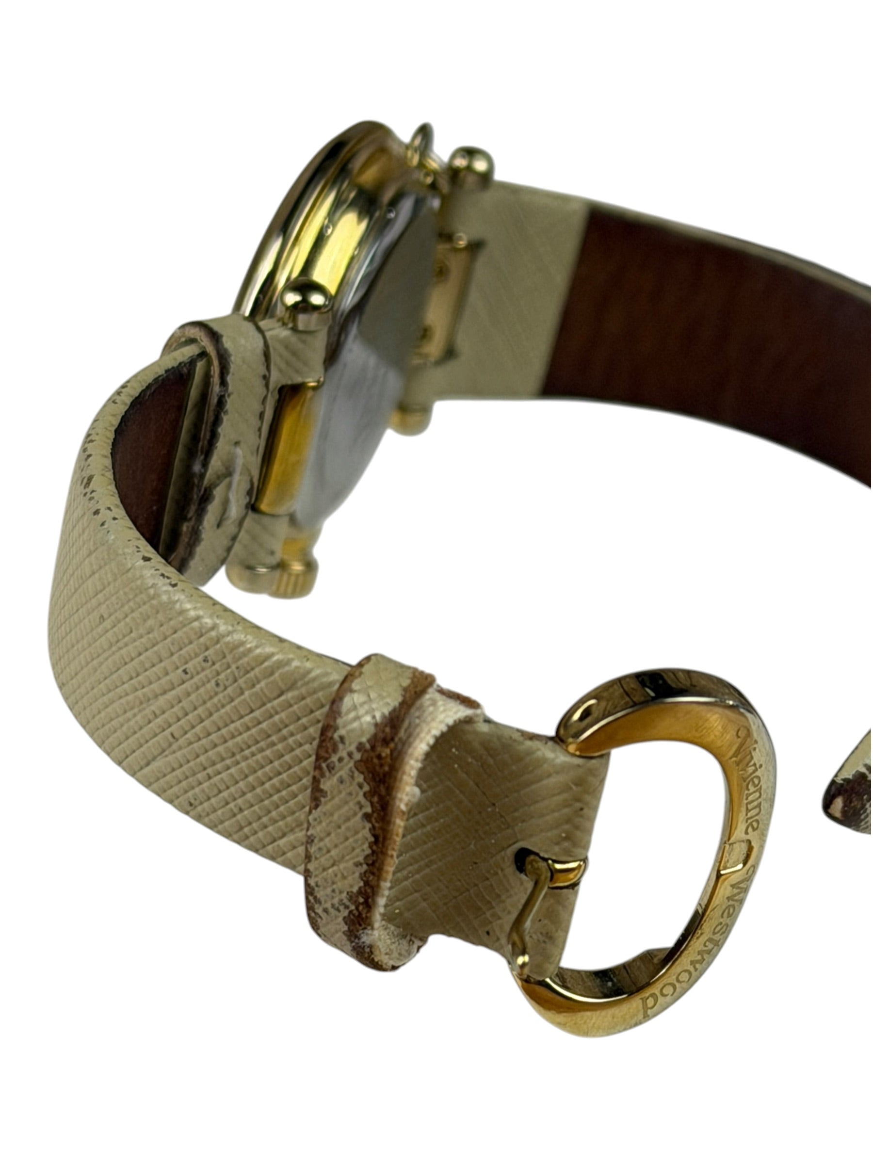 Vivienne Westwood White Leather Round Face Watch