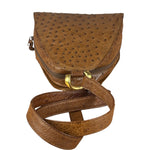 Loewe Vintage Brown Ostrich Print Leather Triangular Shoulder Bag