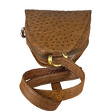 Loewe Vintage Brown Ostrich Print Leather Triangular Shoulder Bag