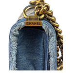 Chanel Blue Denim/Leather Trim Patchwork Boy Flap Bag 2014