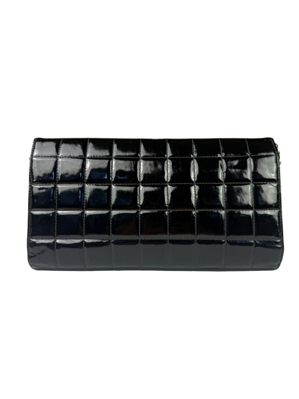Chanel Black Patent Chocolate Bar Quilted Flap Shoulder Bag 2001