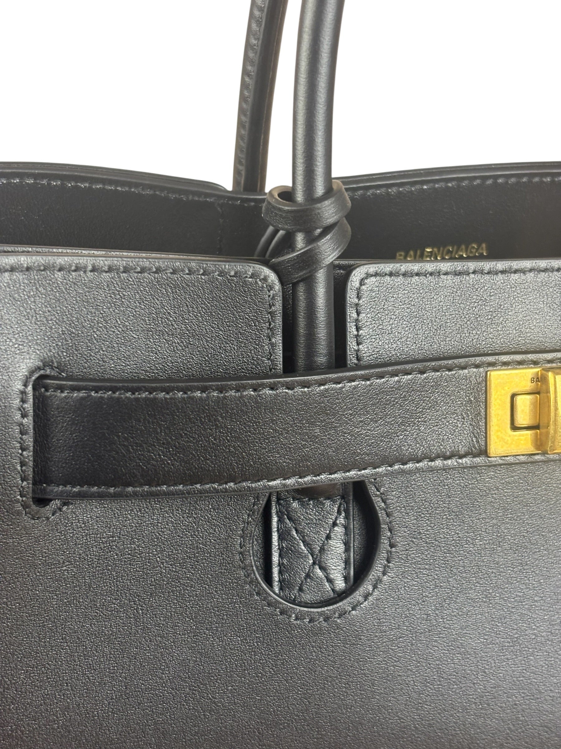 Balenciaga Black Leather Bel Air Carry All Two-Way Bag