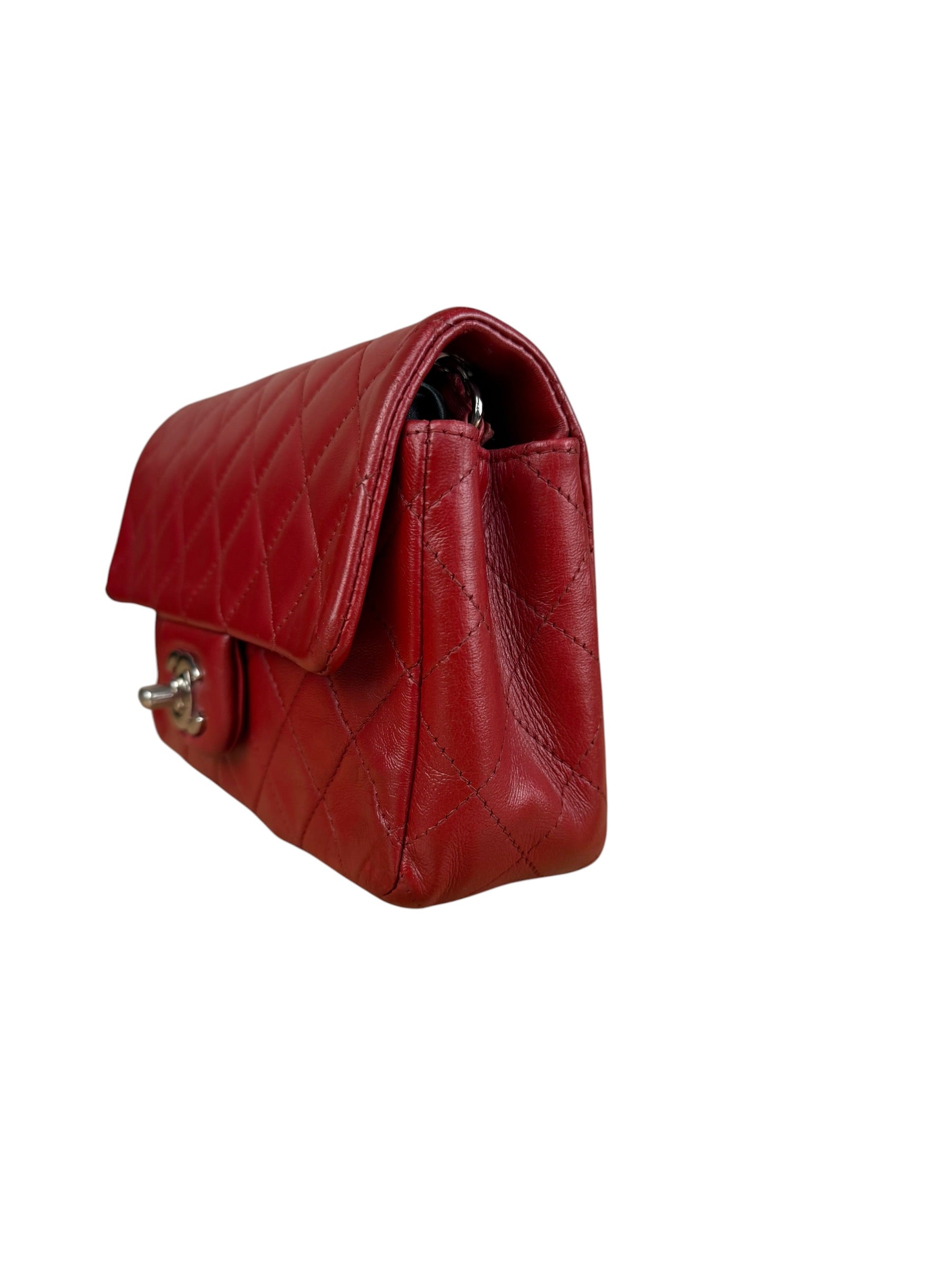 Chanel Red Quilted Leather Classic Mini Flap Bag 2012