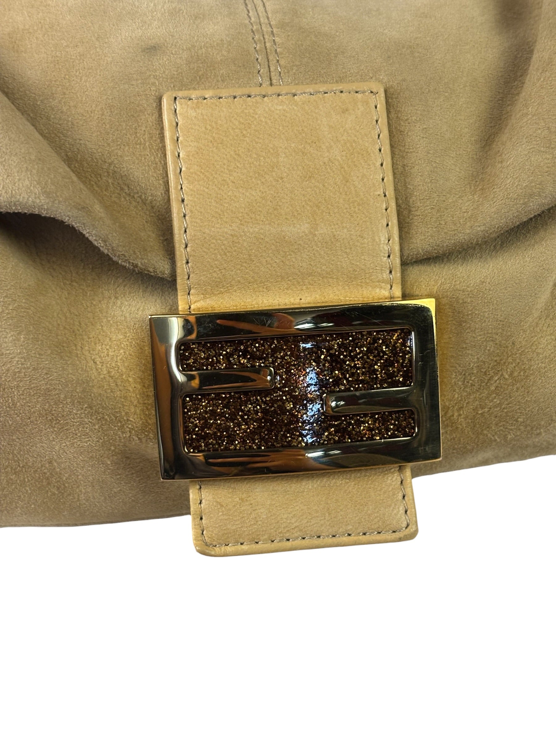 Fendi Beige Suede/Leather Trim Baguette