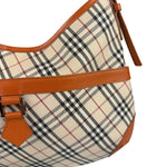 Burberry Orange Leather Trim Nova Check Hobo Bag