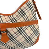 Burberry Orange Leather Trim Nova Check Hobo Bag