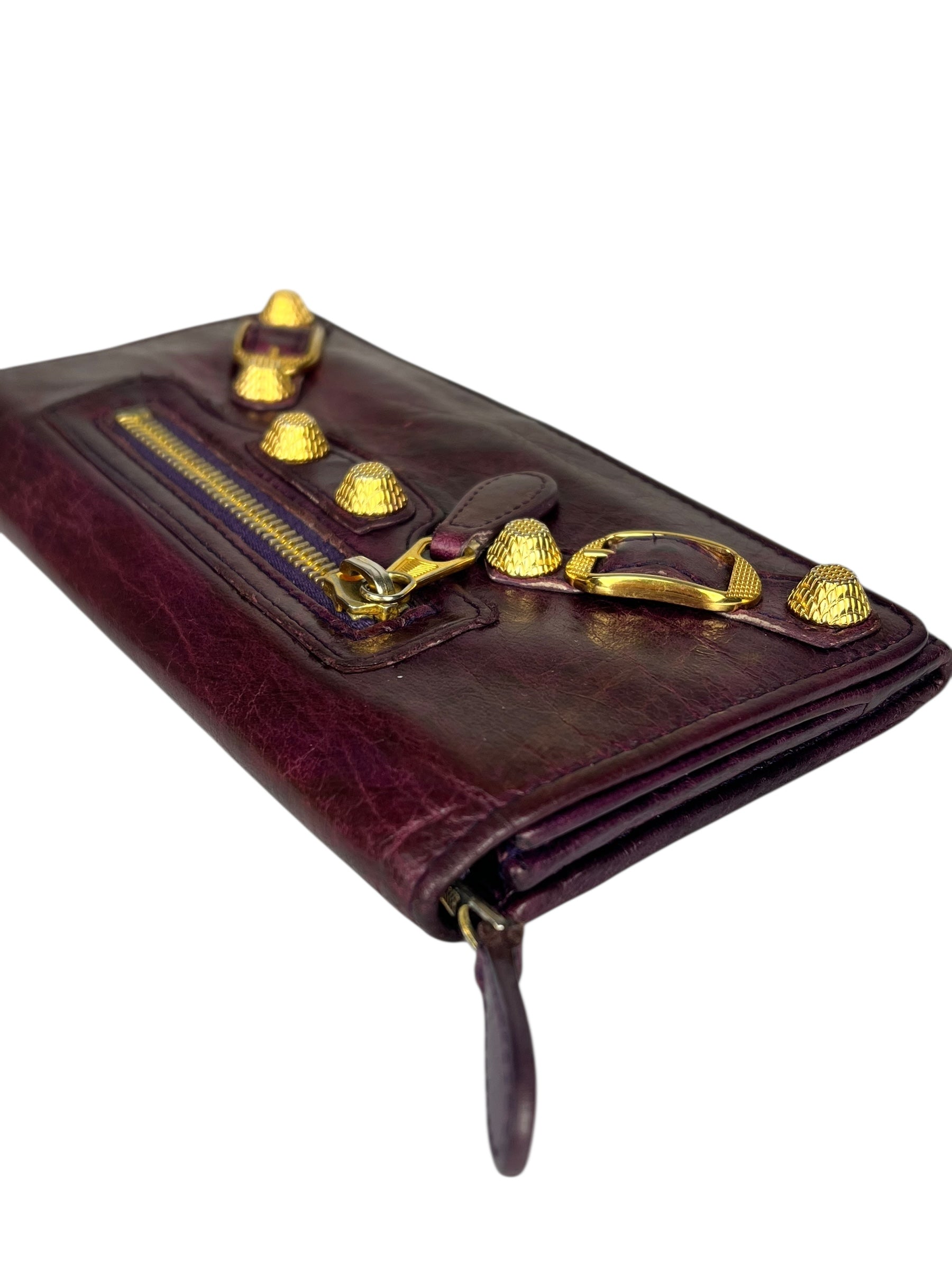 Balenciaga Purple Moto Flap Wallet