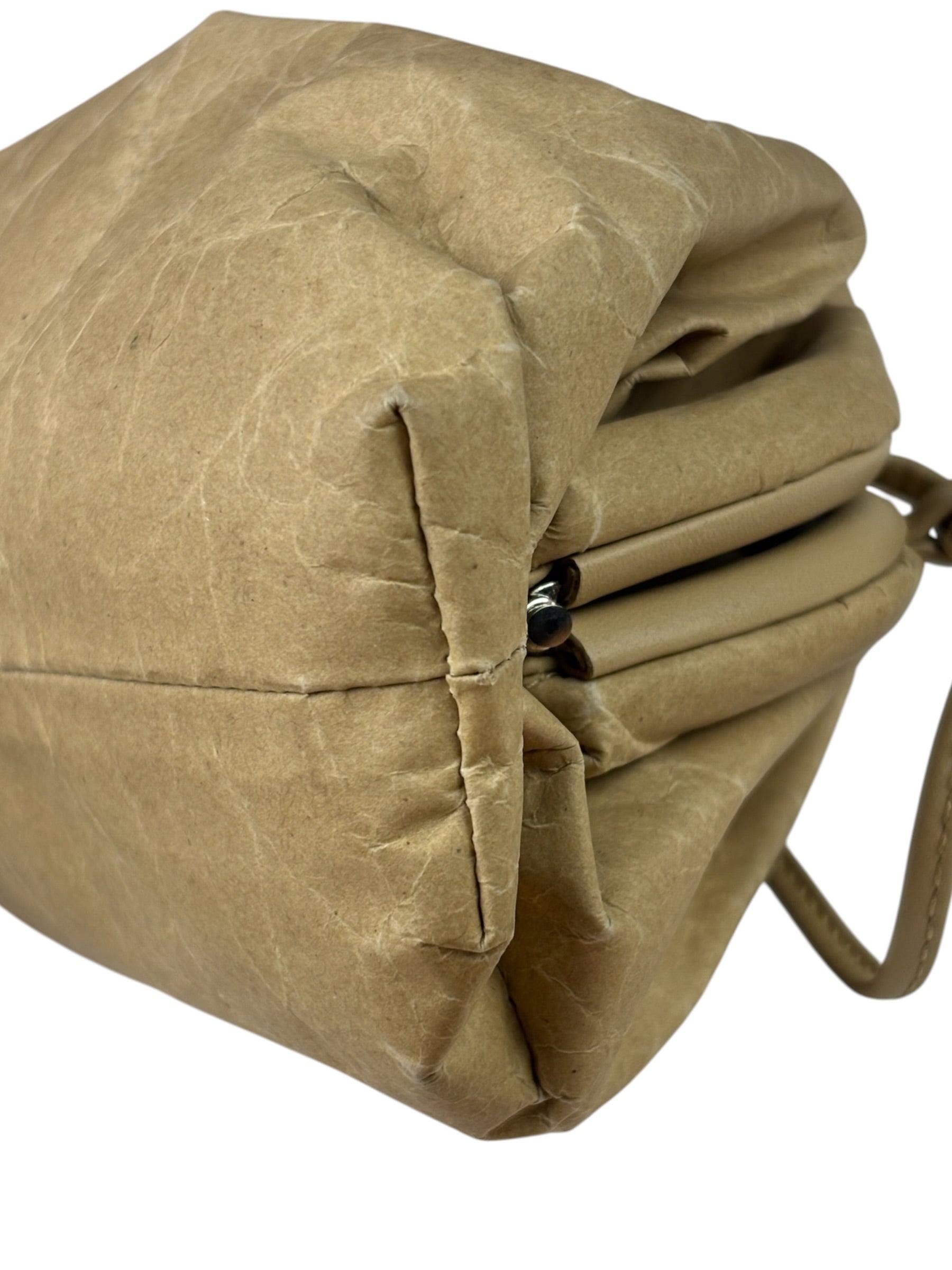 Bottega Veneta Beige Leather Kraft Paper Mini Pouch