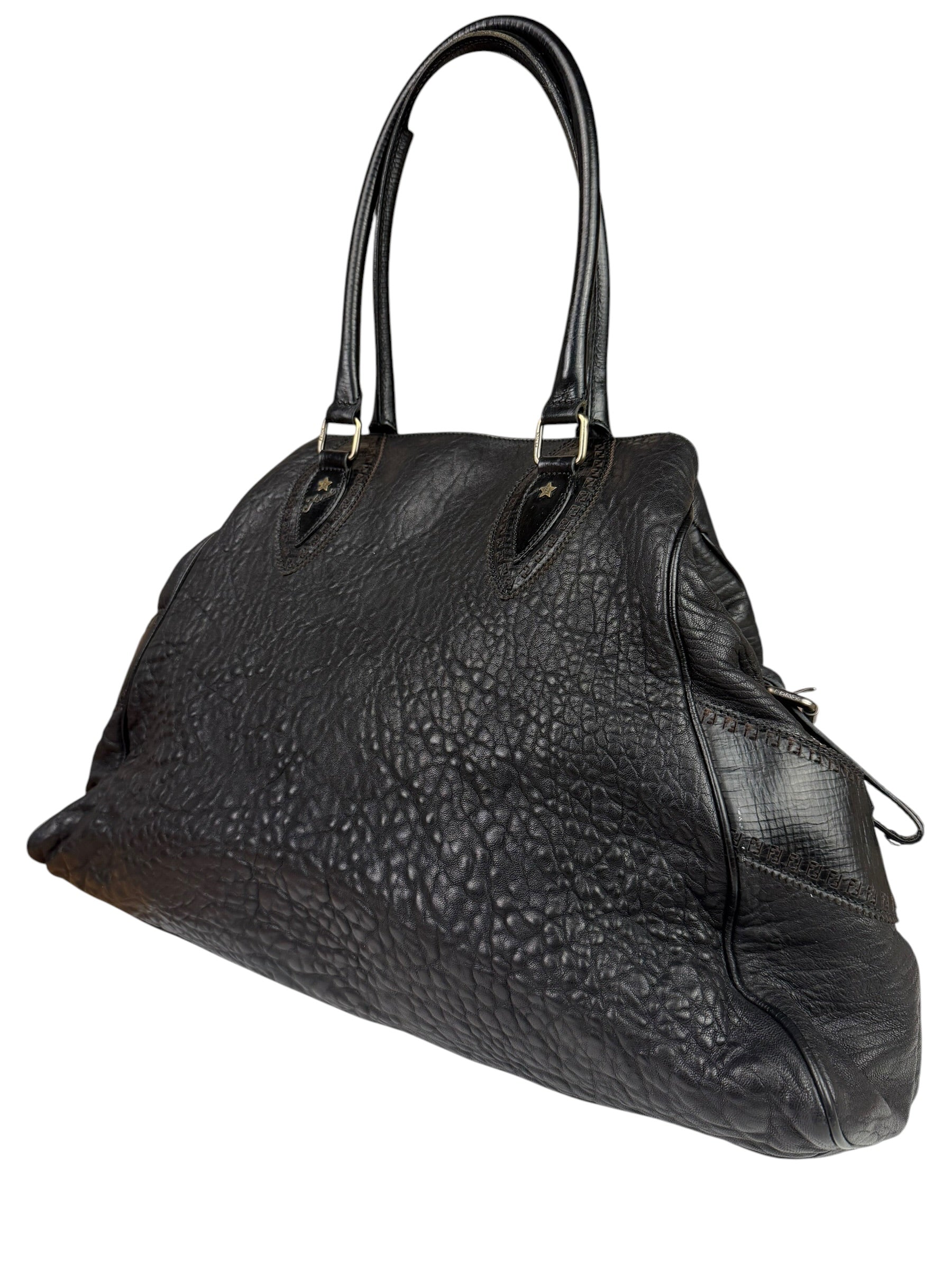 Fendi Black Leather Etniko Du Jour Shoulder Bag