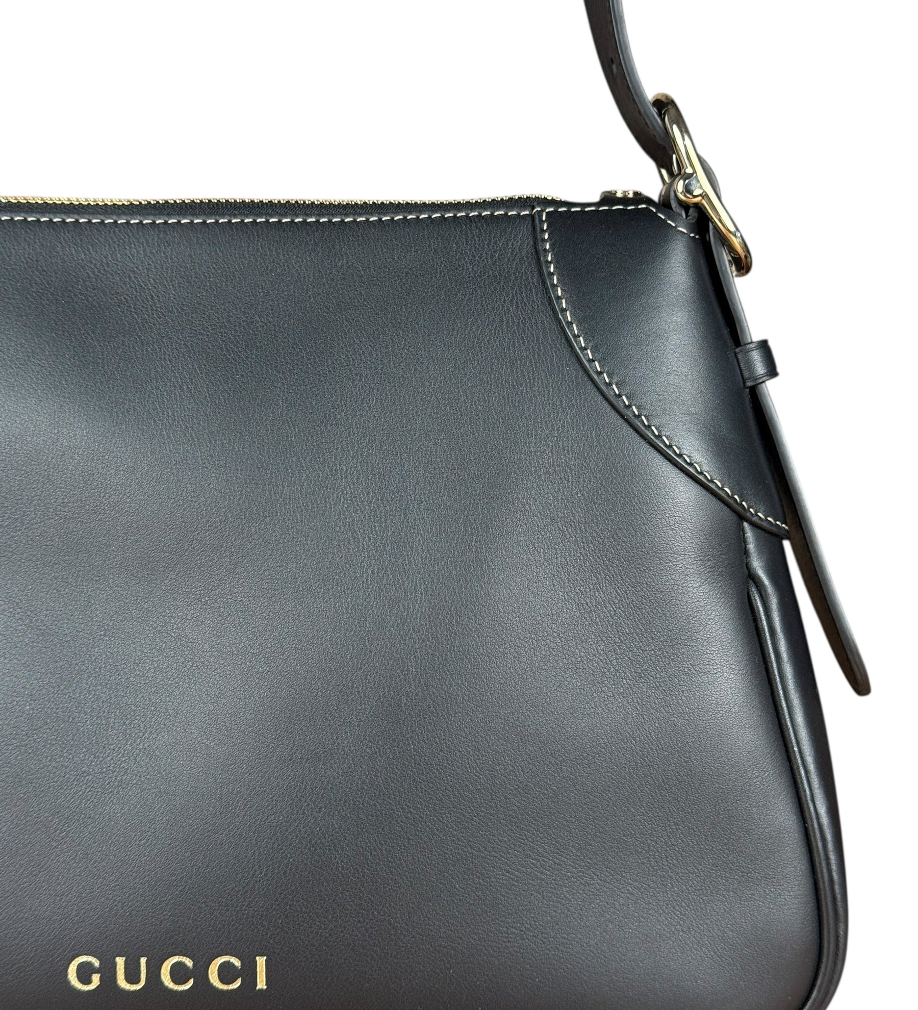 Gucci Leather Emblem M Shoulder Bag