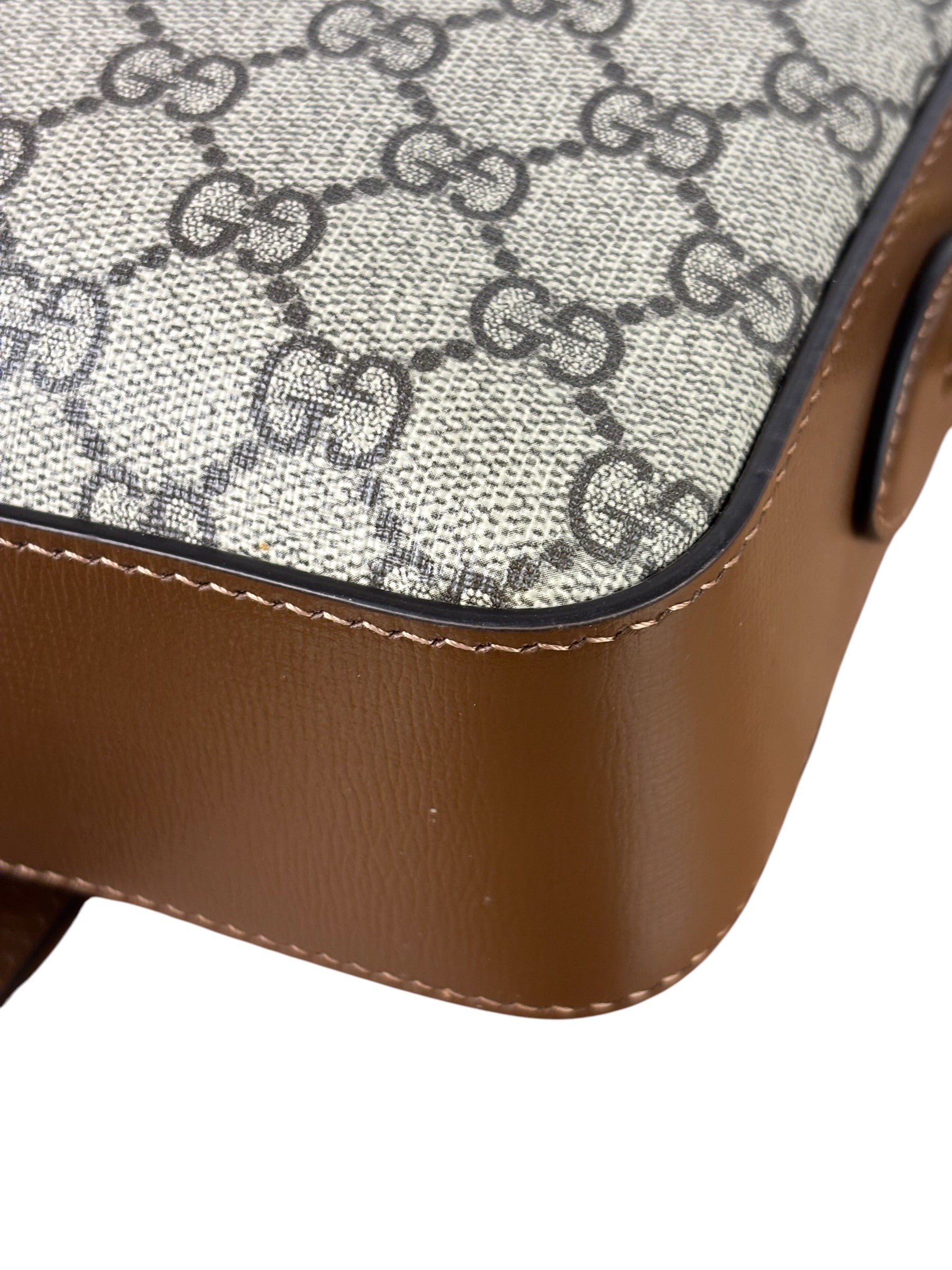 Gucci Brown Leather GG Horsebit Camera Bag 1955