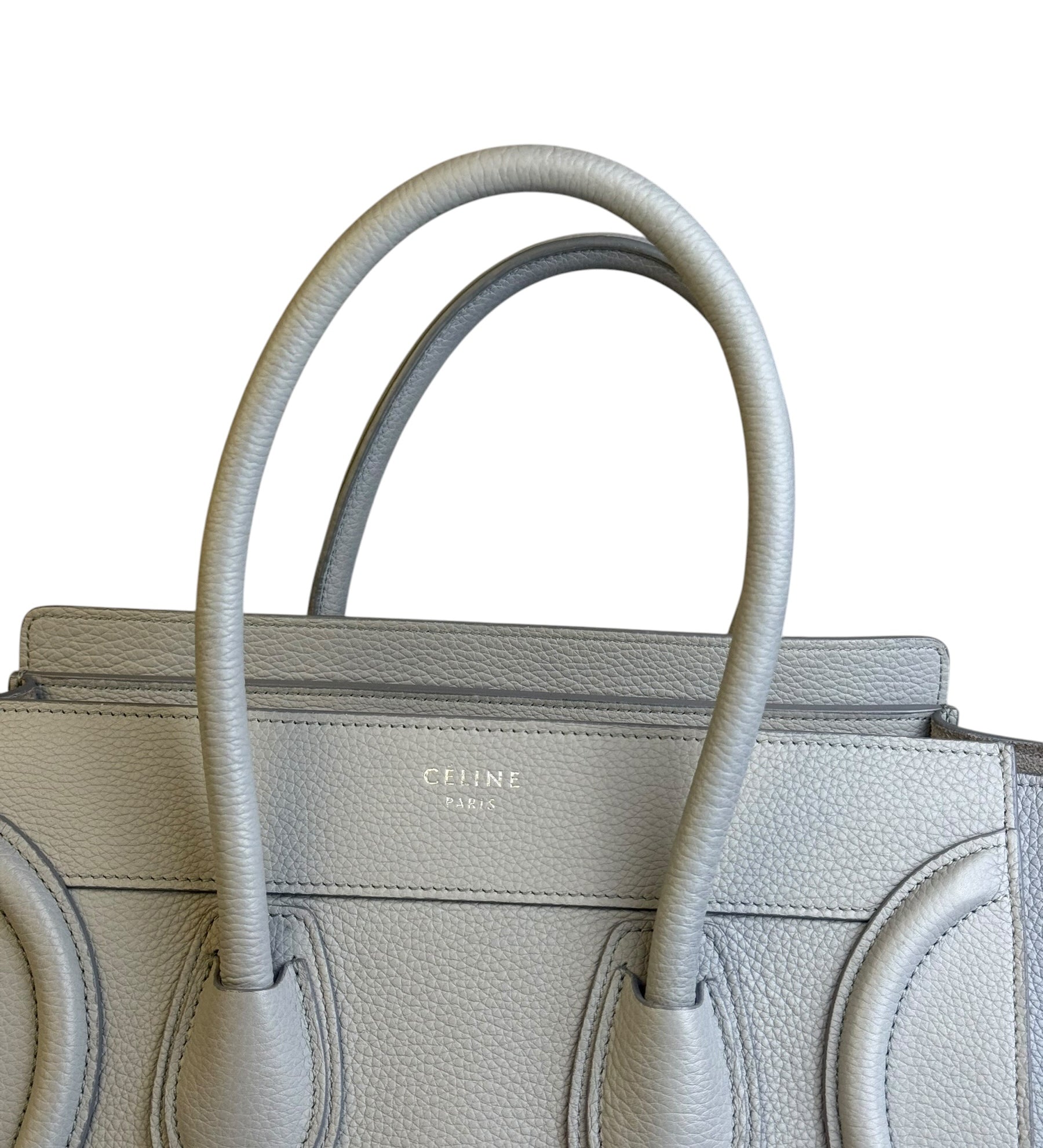 Celine Grey Pebbled Leather Luggage Micro Tote