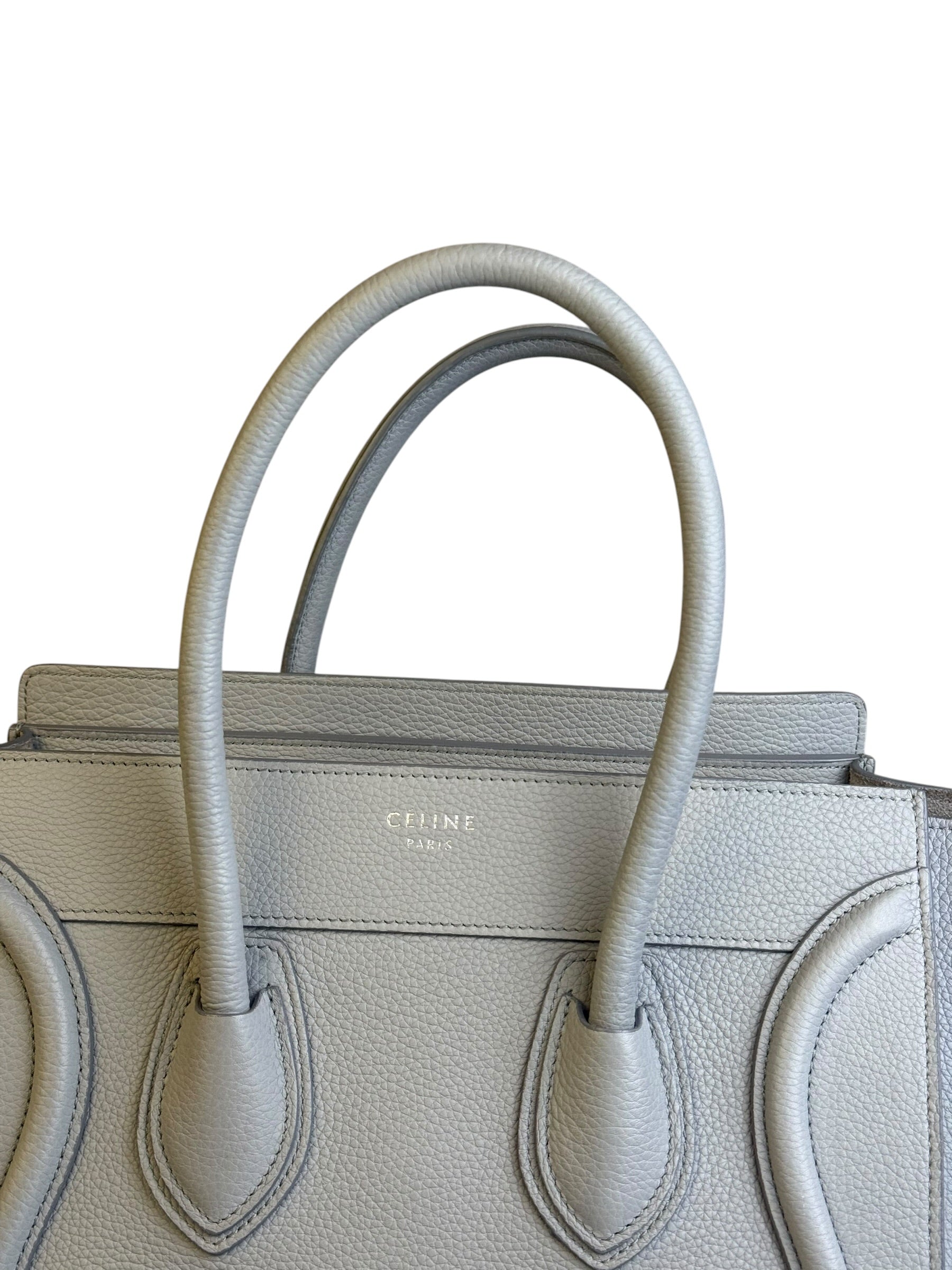 Celine Grey Pebbled Leather Luggage Micro Tote