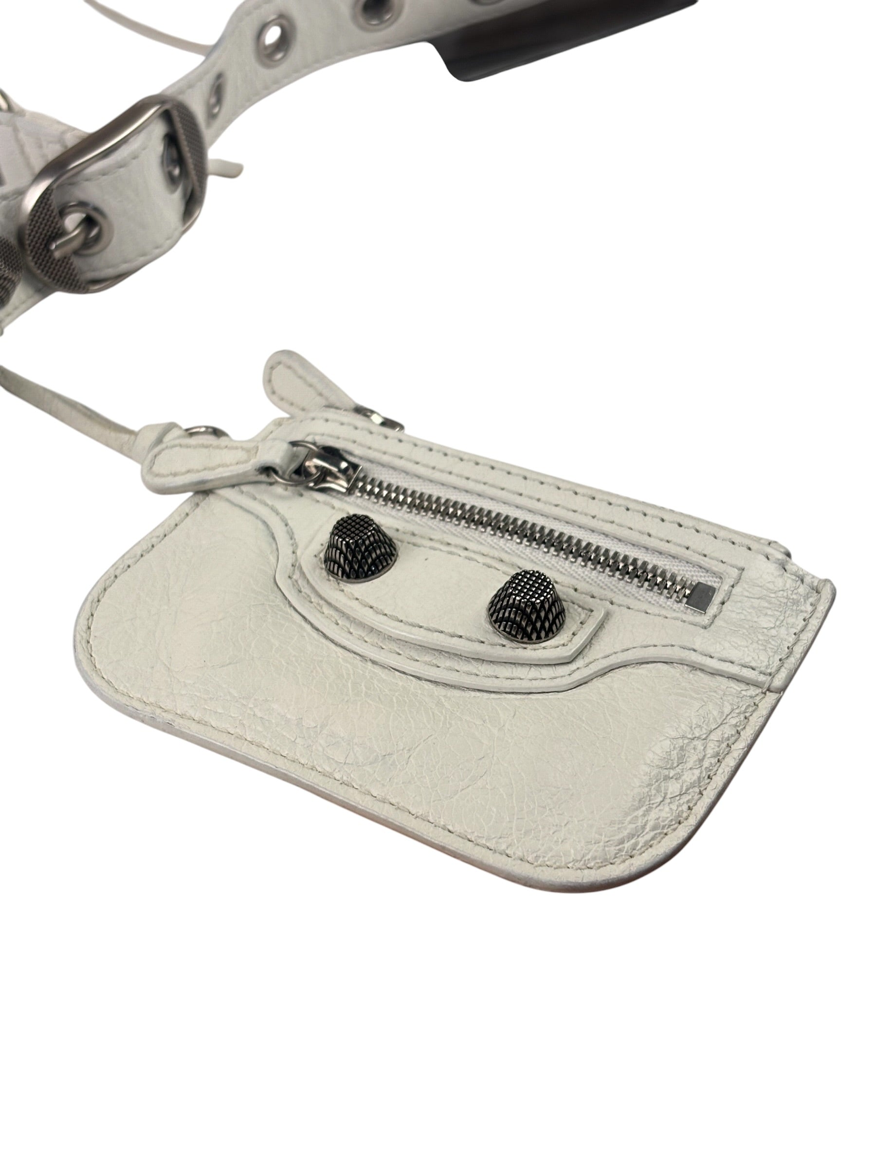 Balenciaga White Lambskin Le Cagole Shoulder Bag