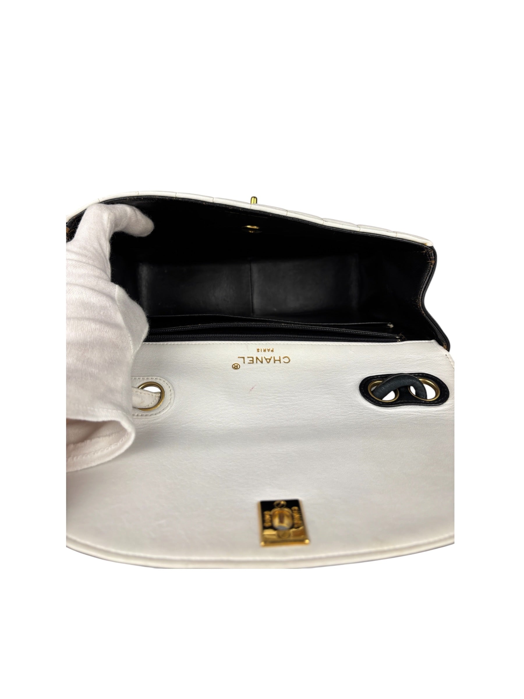 Chanel Black/White Leather Shoulder/Tote Bag 2017