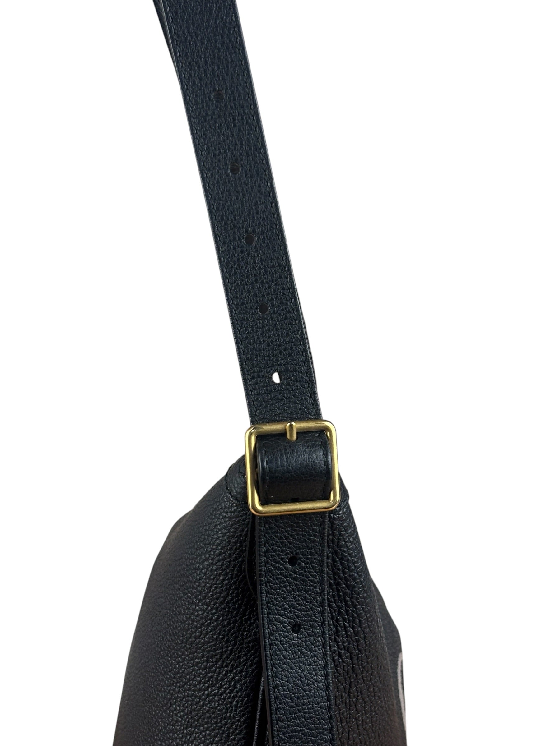 Gucci Black Pebbled Leather Half Moon Hobo Bag