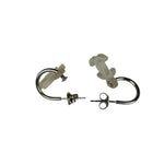 Chanel Silver-Tone Hoop CC Drop Earrings