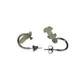 Chanel Silver-Tone Hoop CC Drop Earrings