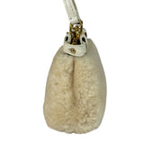 Fendi Cream Fur Lambskin Trim Micro Peekaboo Two-Way Bag