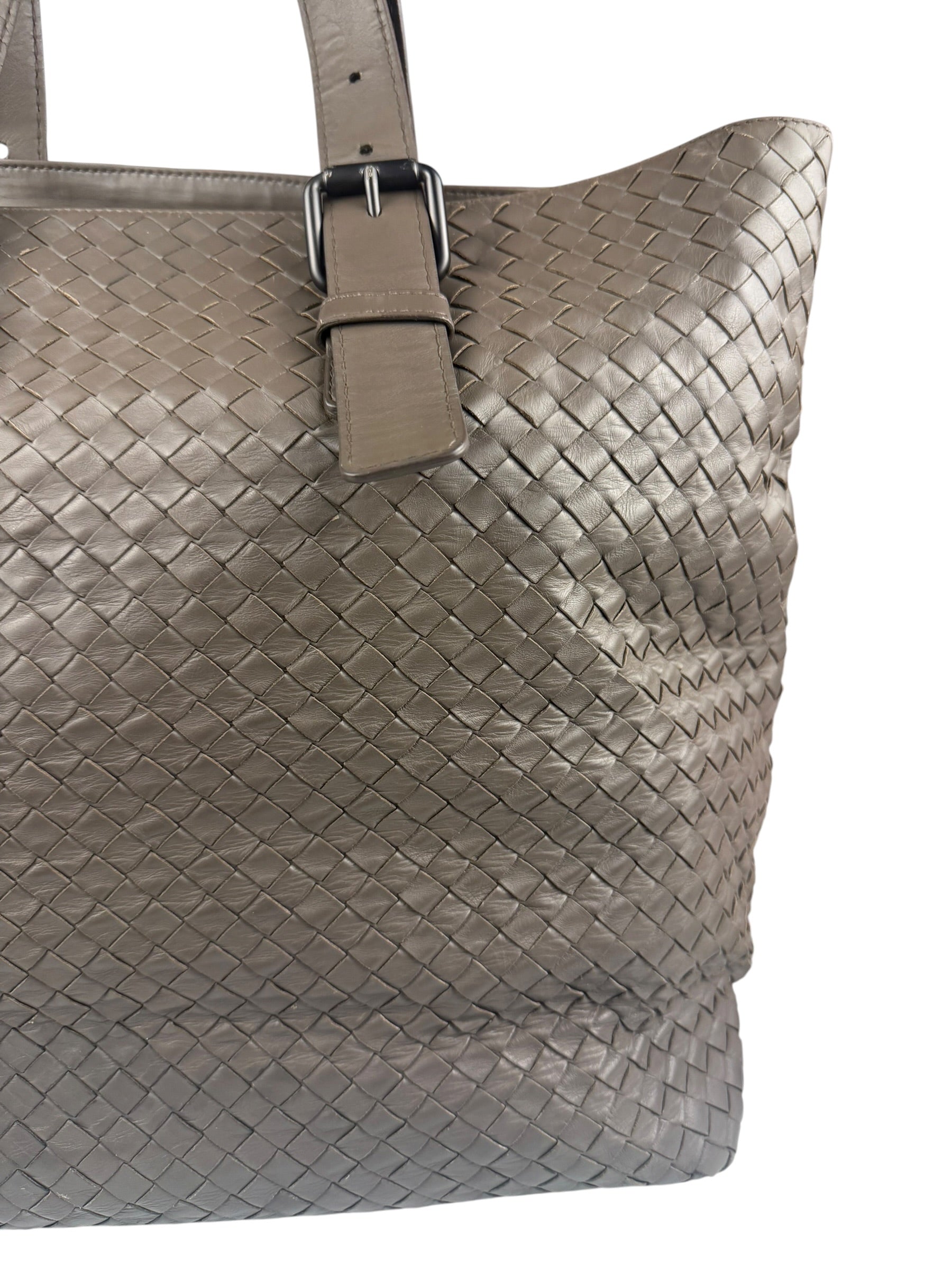 Bottega Veneta Gray Nappa Leather Intrecciato Tote Bag