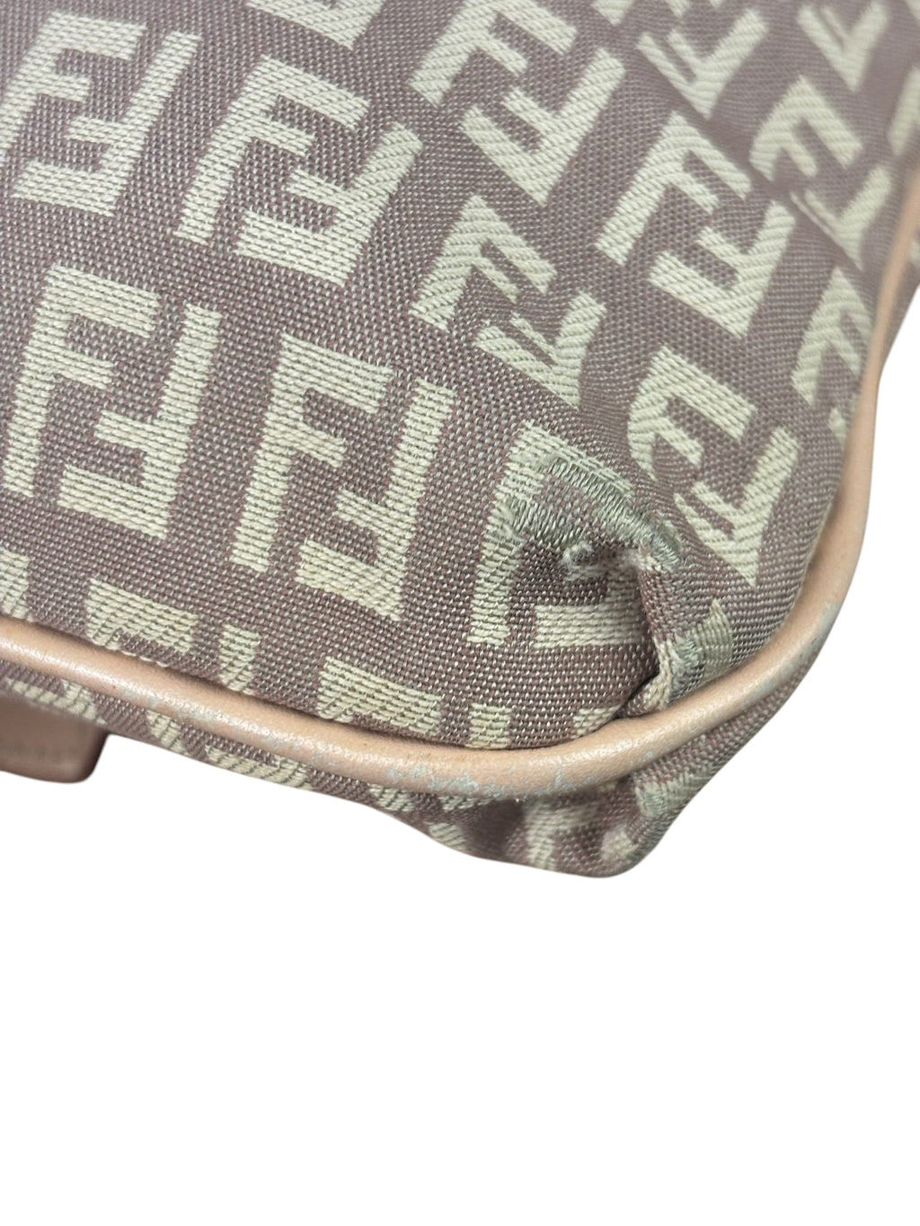 Fendi Pastel Pink Leather Trim Zucca Flap Vitello Tube Messenger Bag