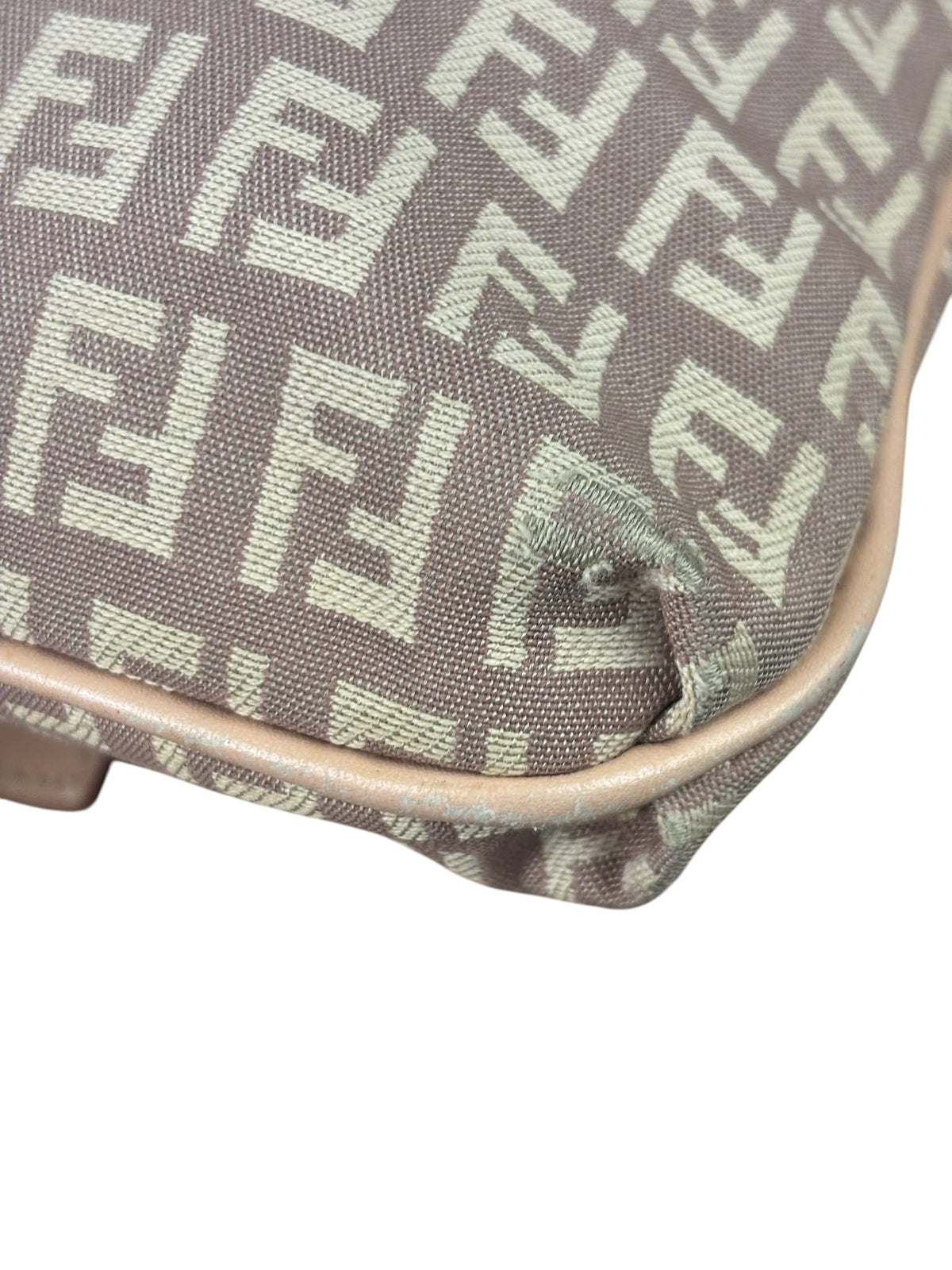 Fendi Pastel Pink Leather Trim Zucca Flap Vitello Tube Messenger Bag