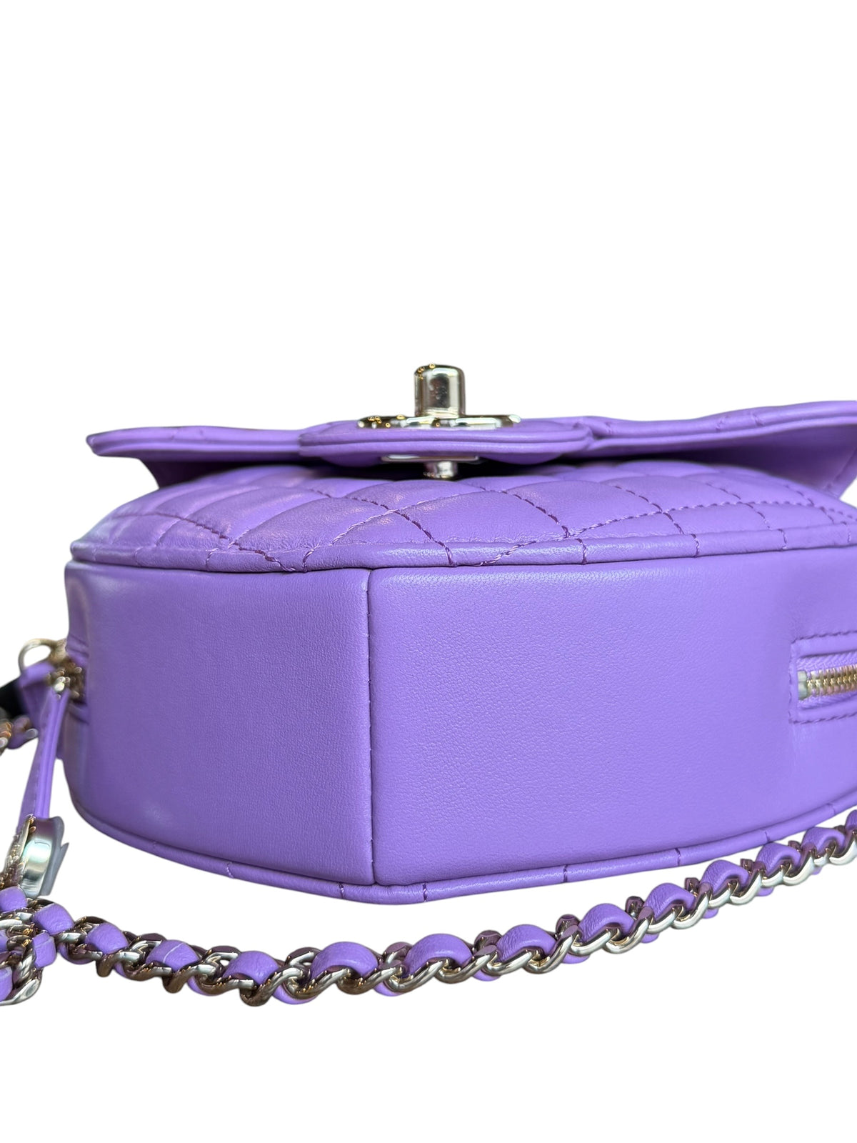 Chanel CC In Love Purple Quilted Leather Heart Bag 2022