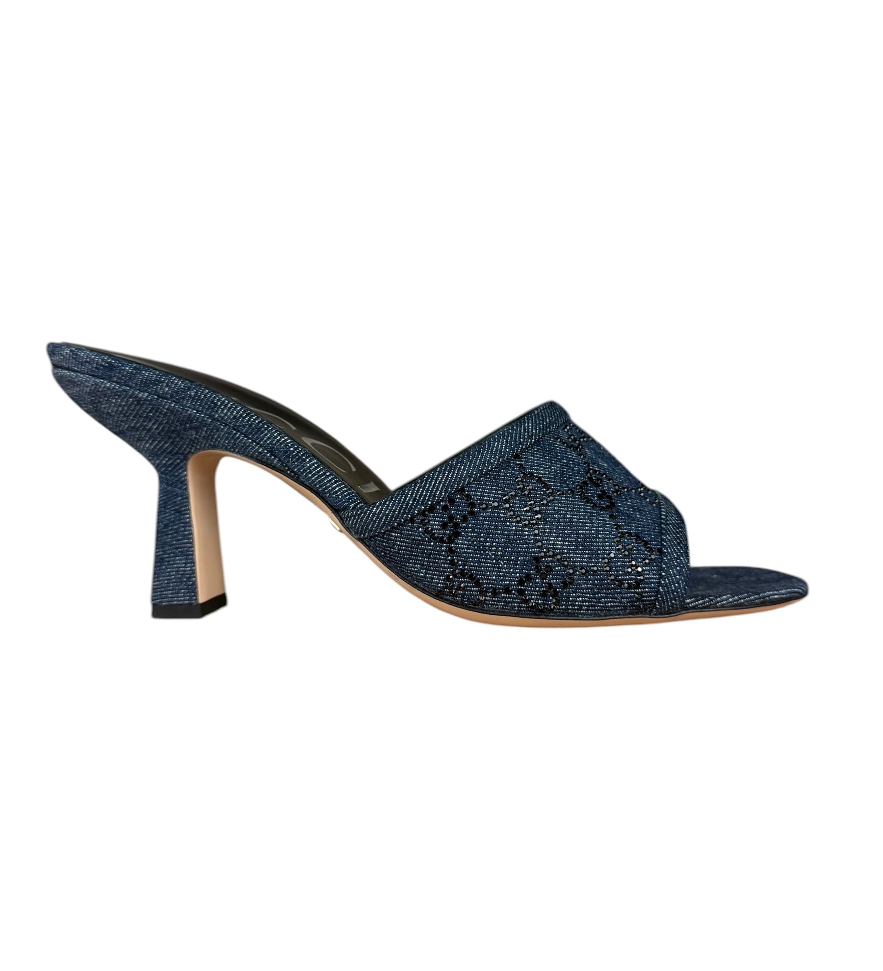 Gucci Denim Sparkle Monogram Heels