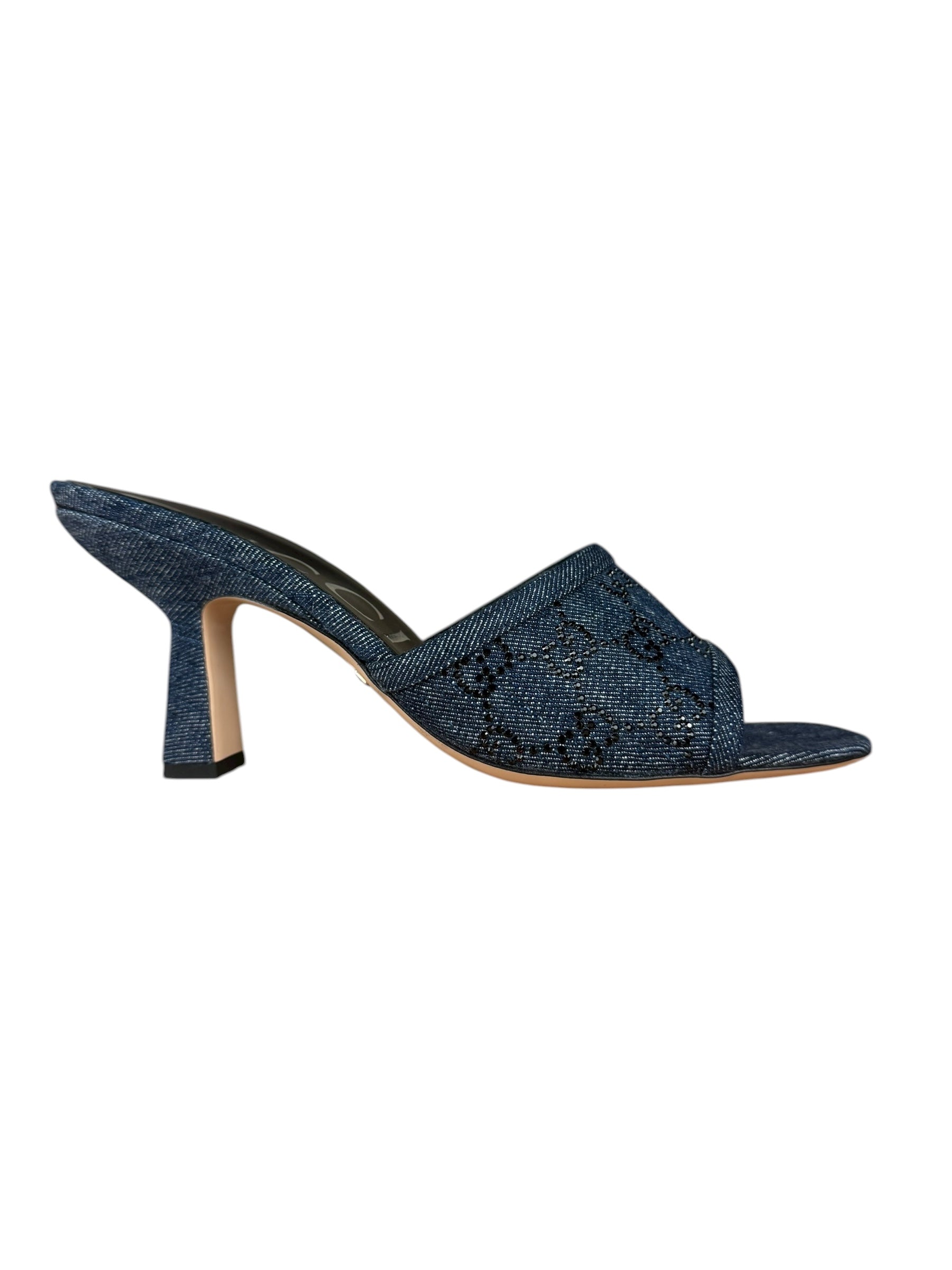 Gucci Denim Sparkle Monogram Heels